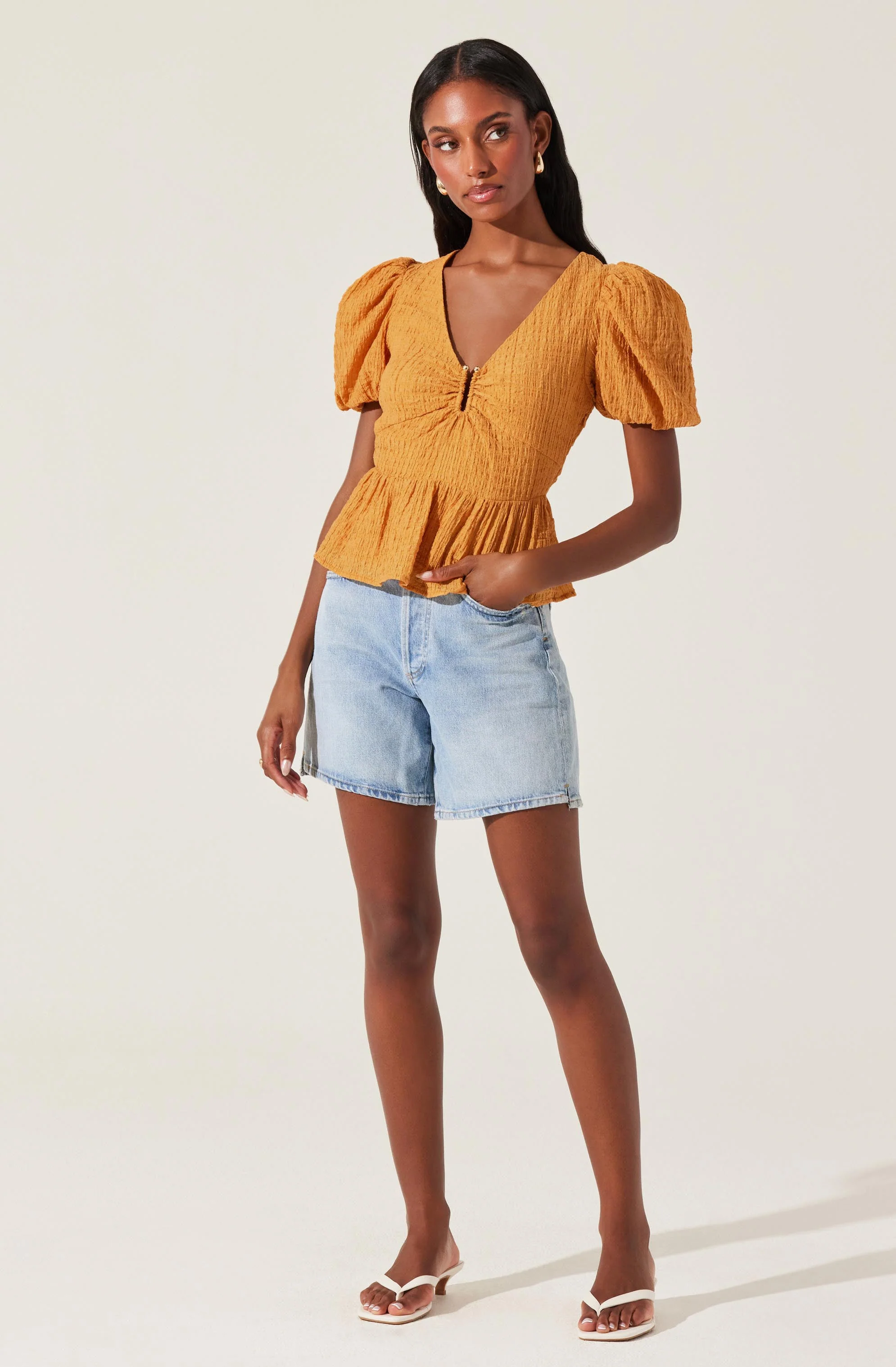 Mylah Puff Sleeve Peplum Top - Image 3