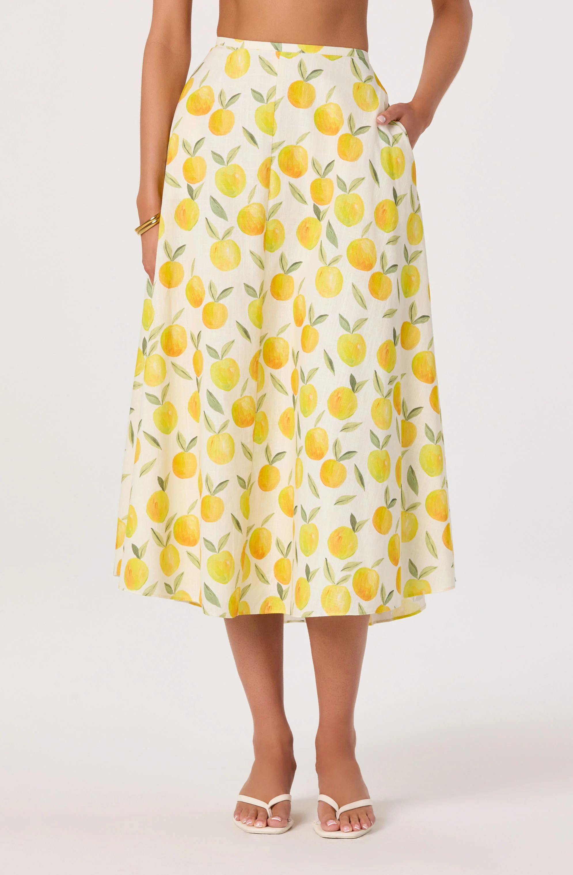 Myria Print Linen A-Line Midi Skirt - Image 12