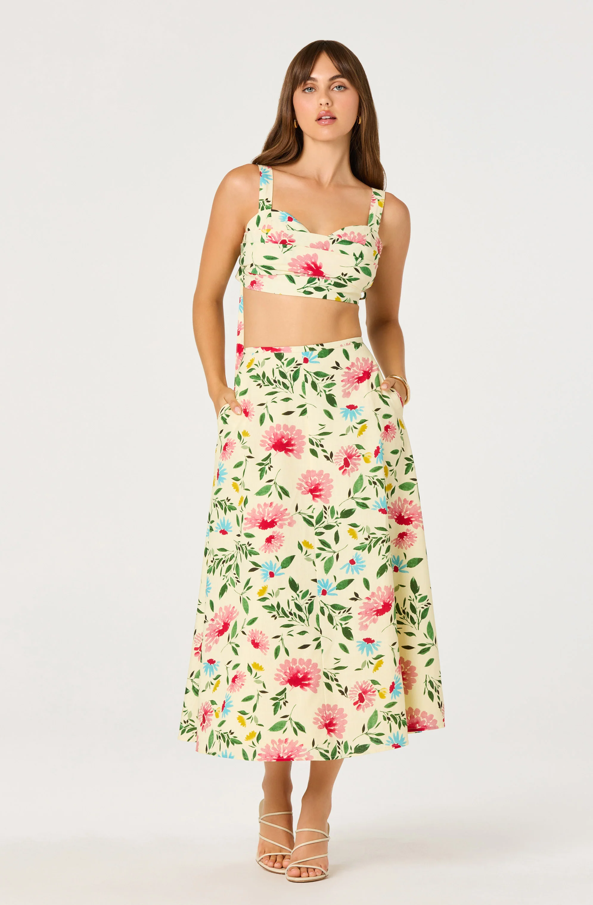 Myria Print Linen A-Line Midi Skirt - Image 14