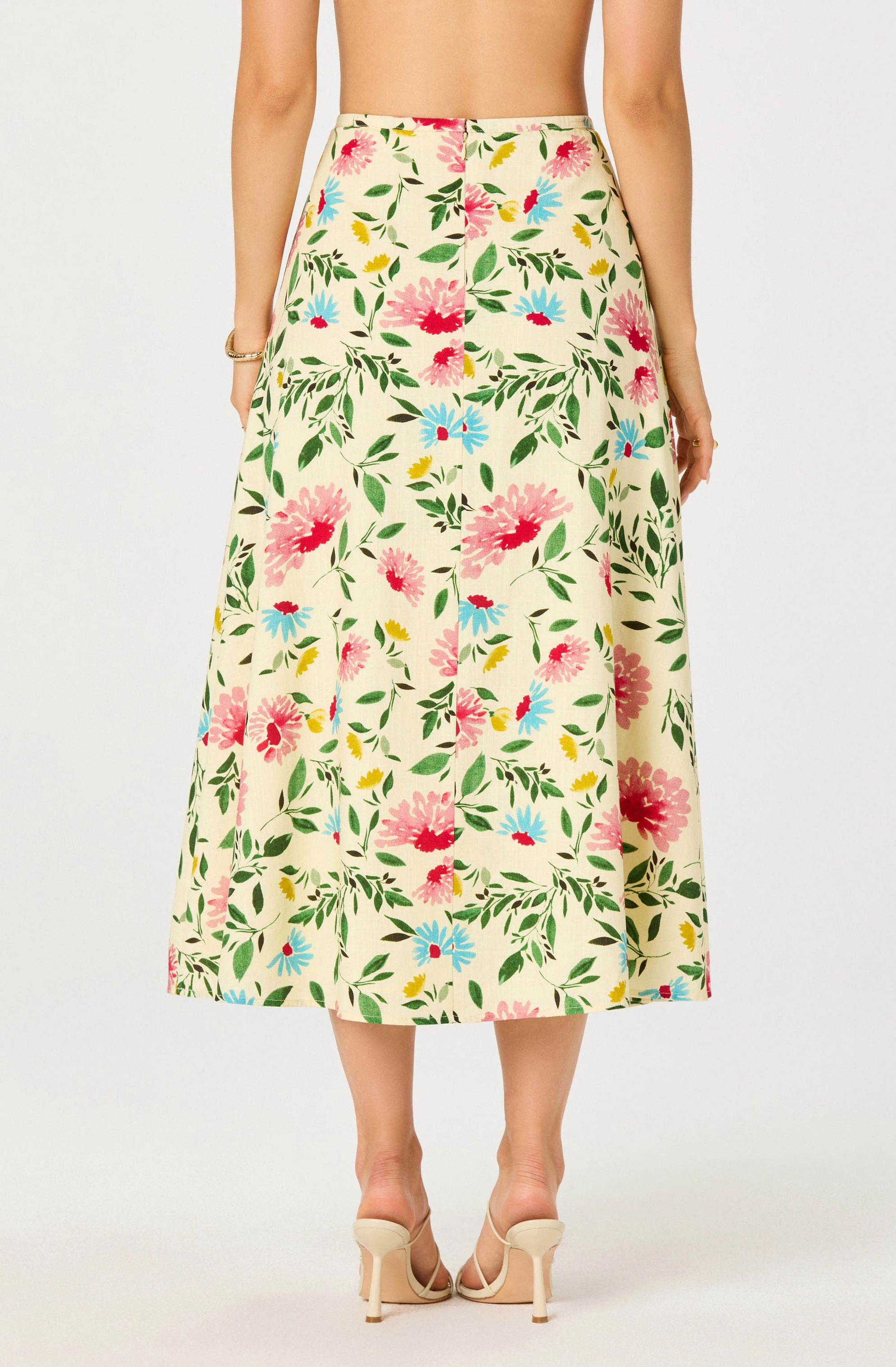 Myria Print Linen A-Line Midi Skirt - Image 17