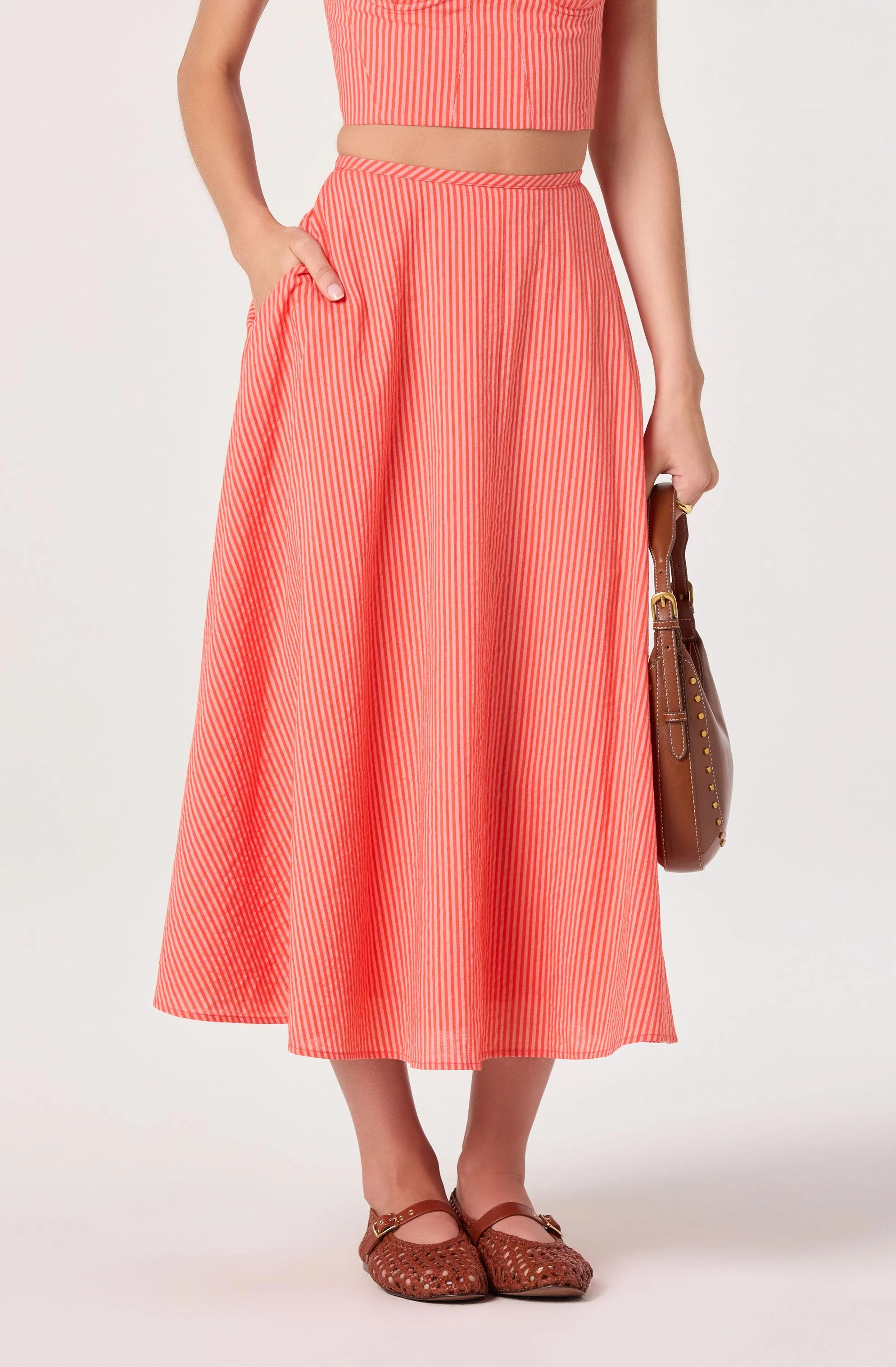Myria Print Linen A-Line Midi Skirt - Image 6