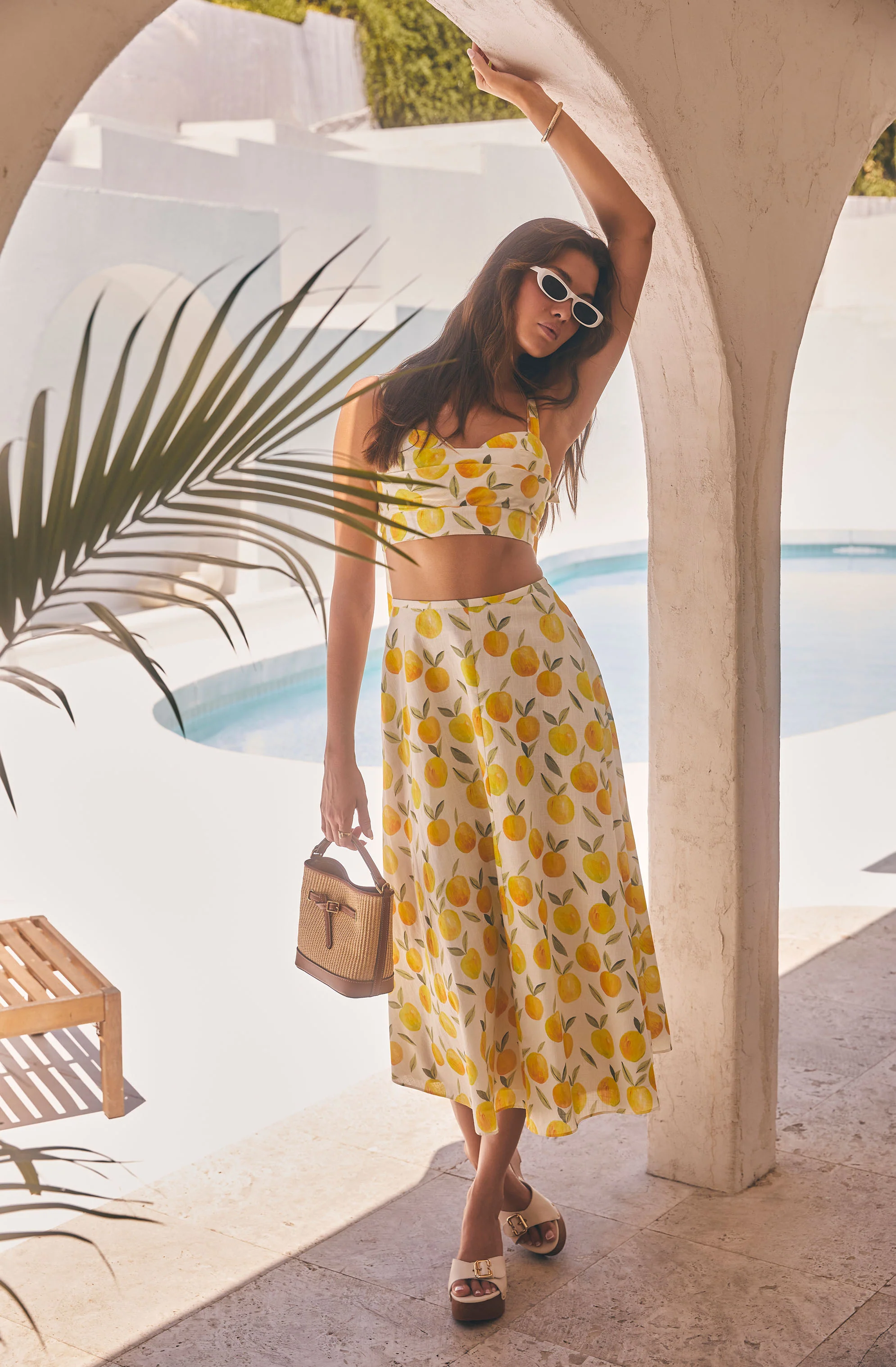 Myria Print Linen A-Line Midi Skirt - Image 7