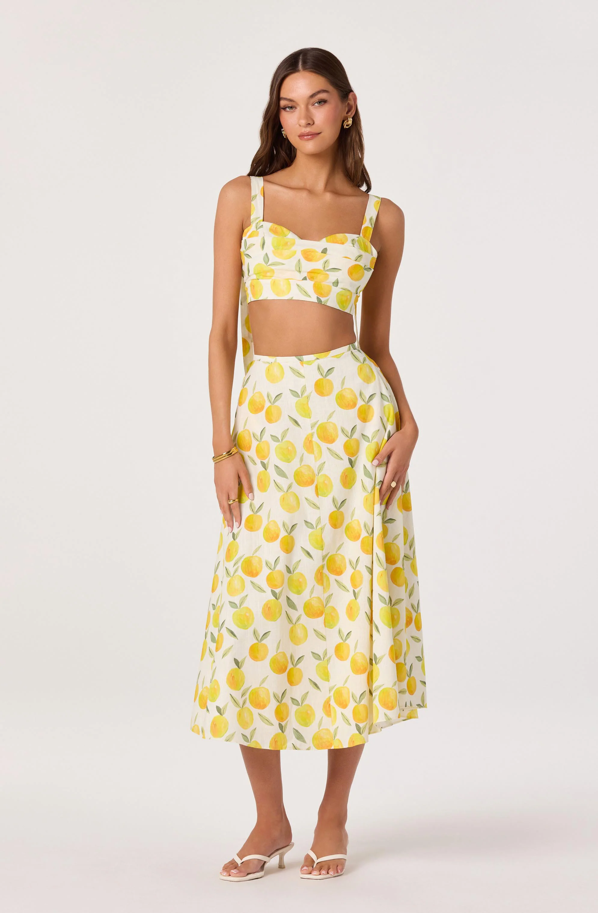 Myria Print Linen A-Line Midi Skirt - Image 9