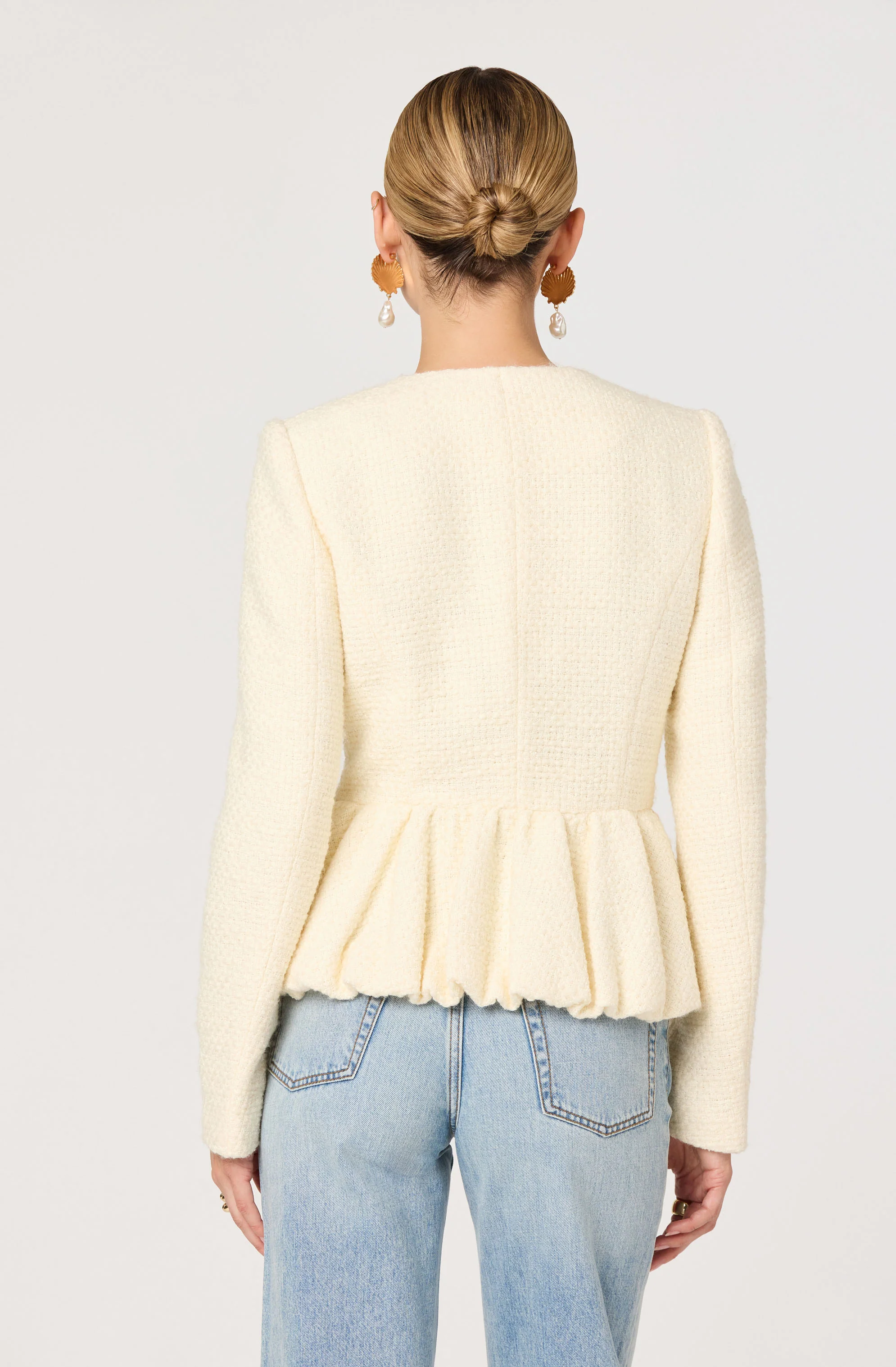 Nicolle Textured Peplum Bubble Hem Lady Jacket - Image 3