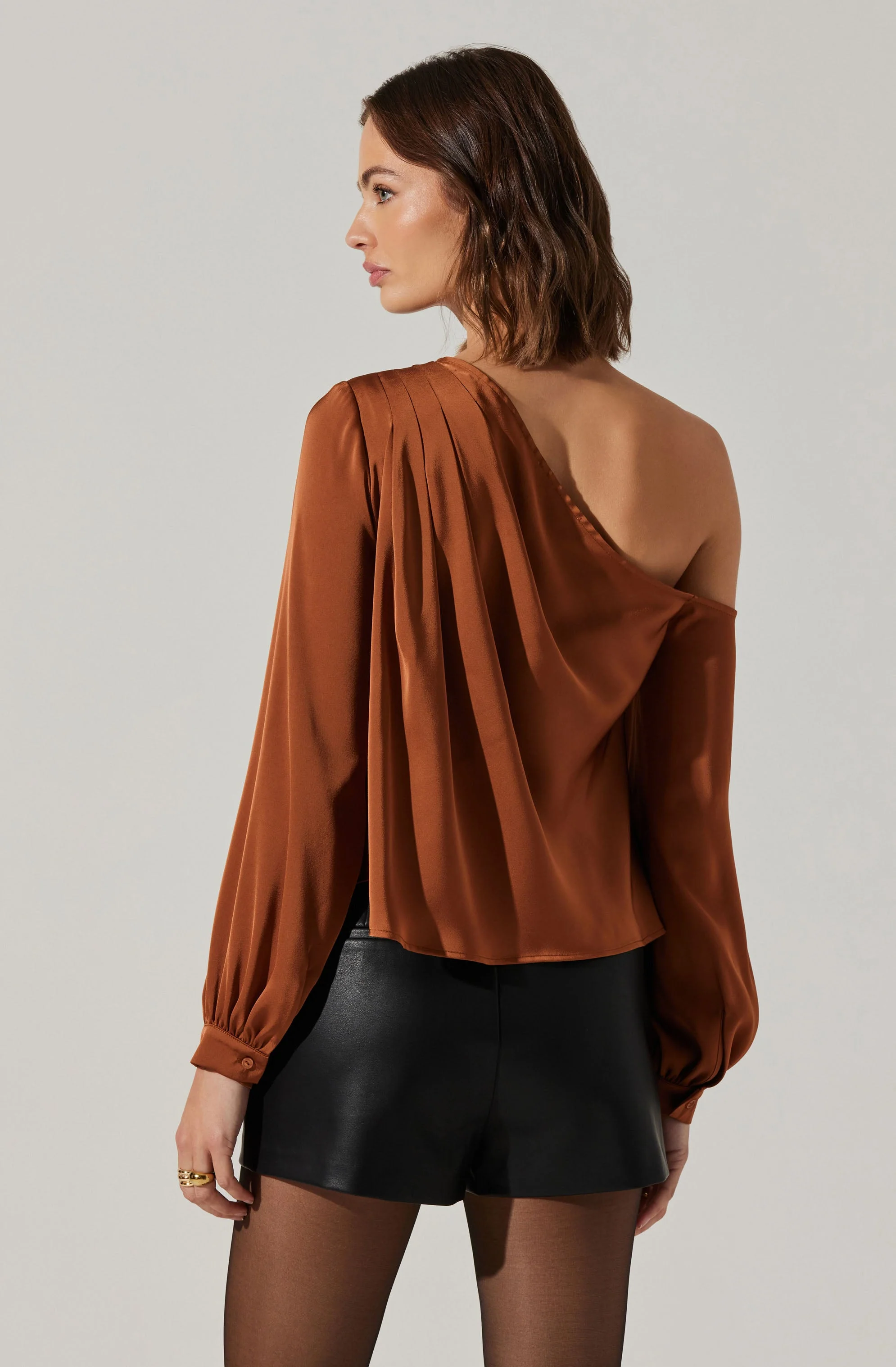 Nieves Satin One Shoulder Top - Image 11