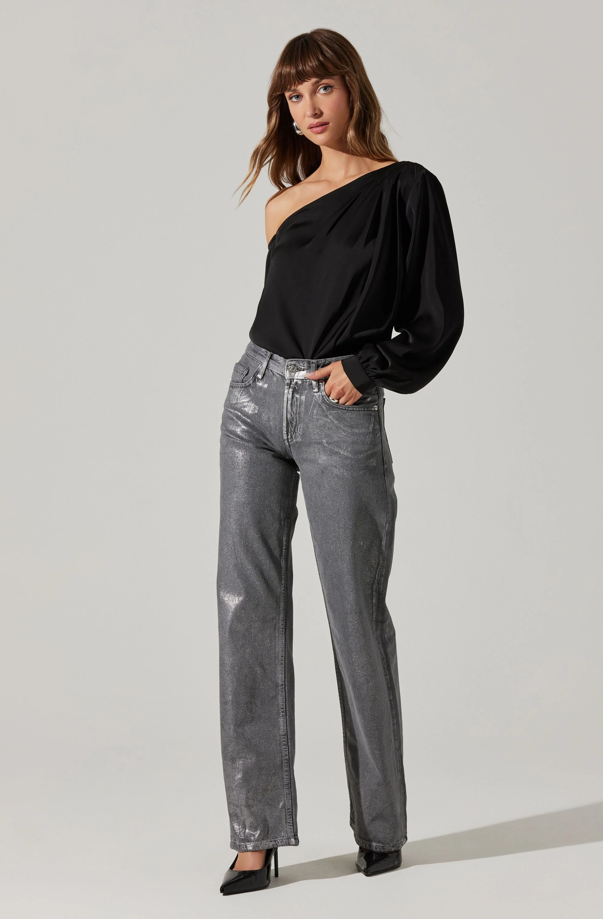 Nieves Satin One Shoulder Top - Image 5