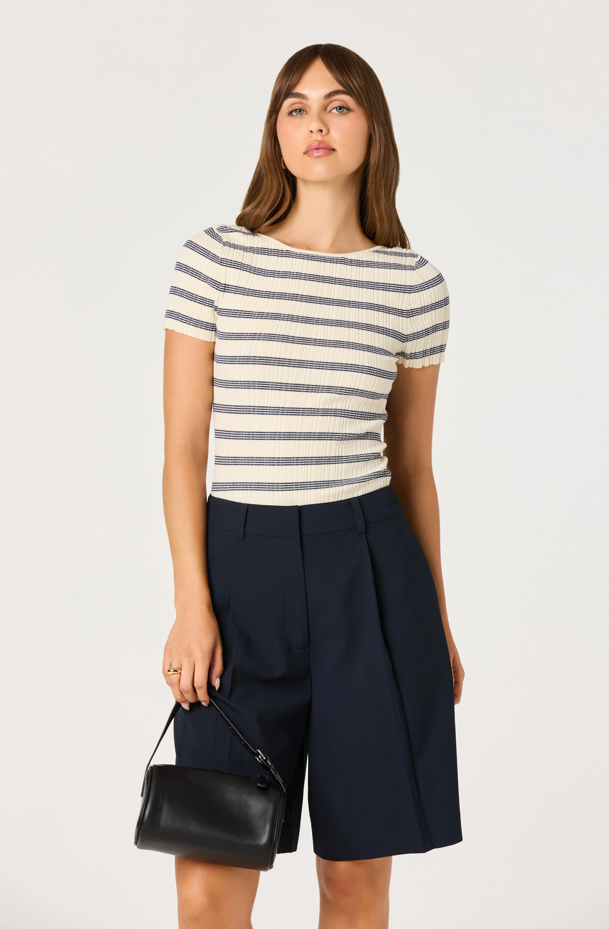 Nikola Striped Ribbed Scoop Back Sweater Top - Image 2