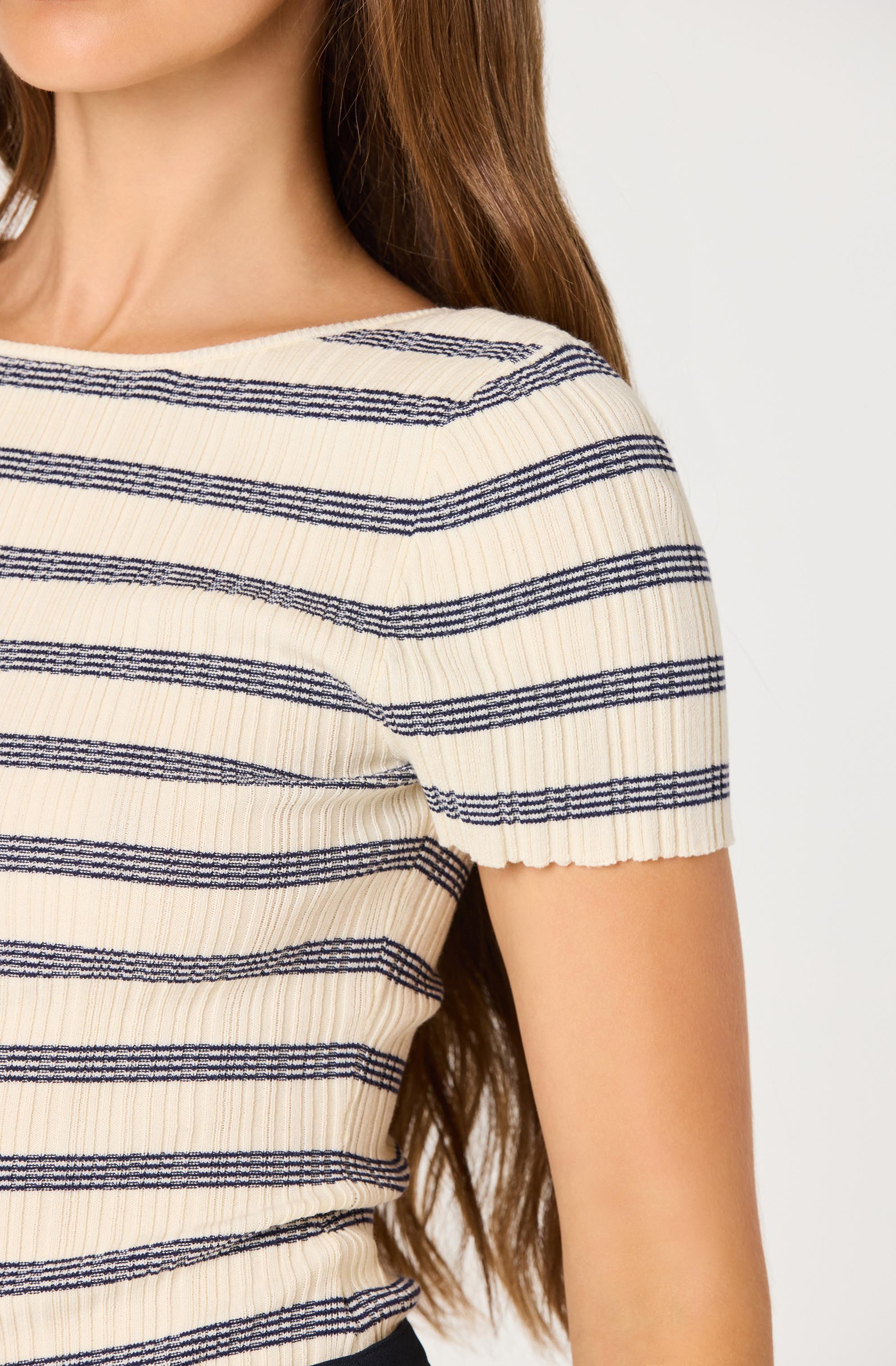 Nikola Striped Ribbed Scoop Back Sweater Top - Image 4