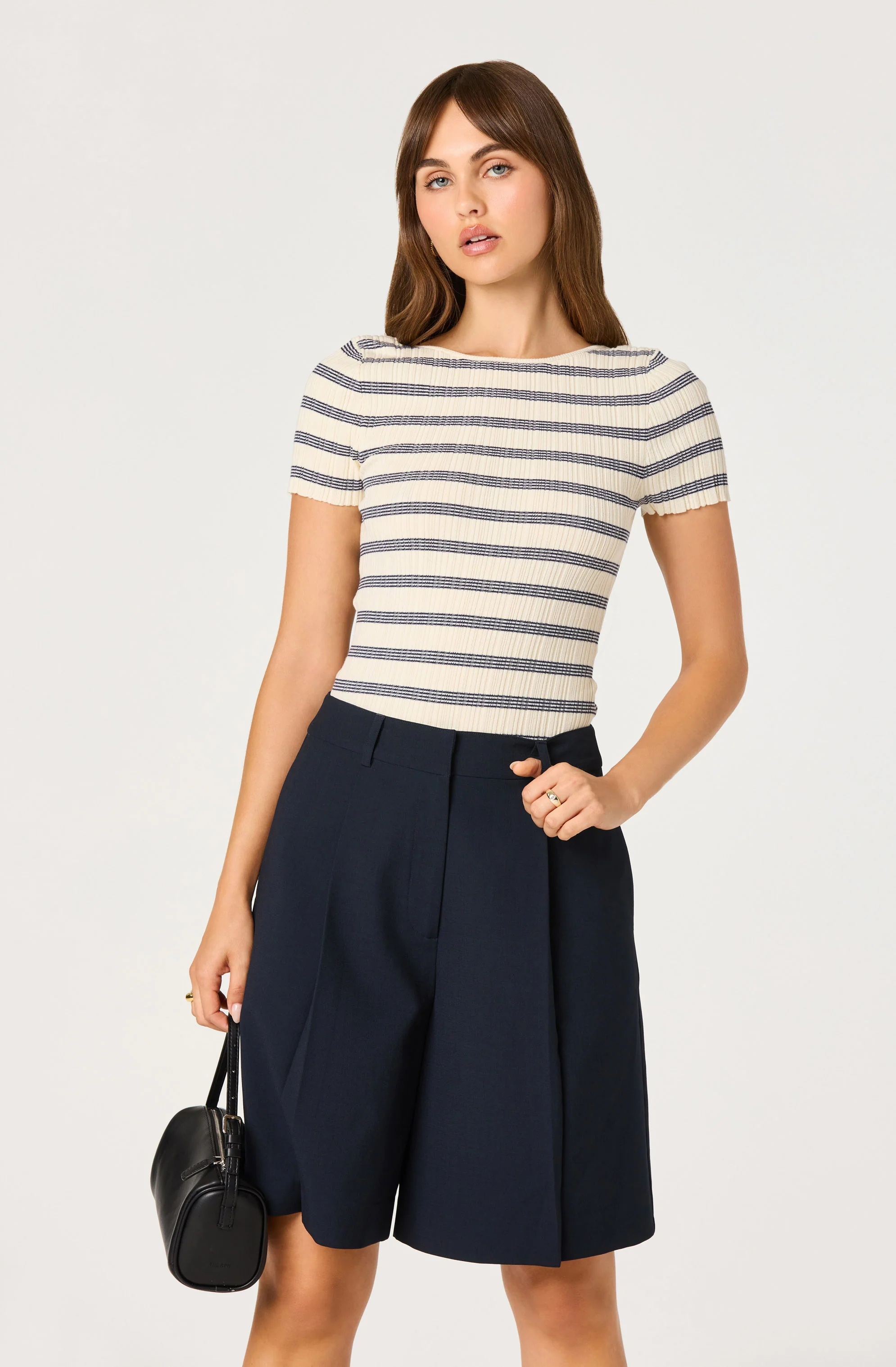 Nikola Striped Ribbed Scoop Back Sweater Top - Image 5