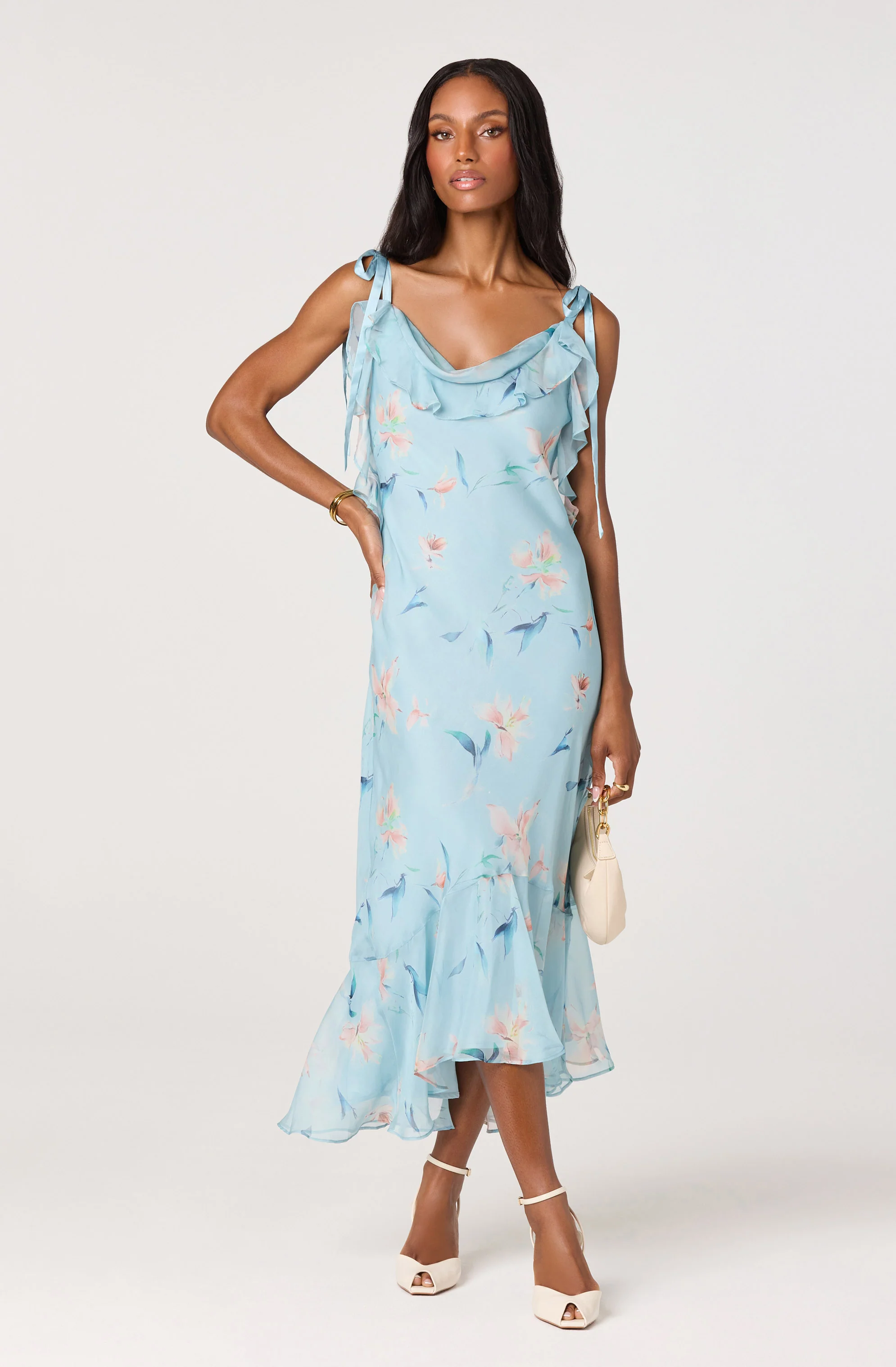 Nissa Floral Ruffle Midi Dress - Image 11