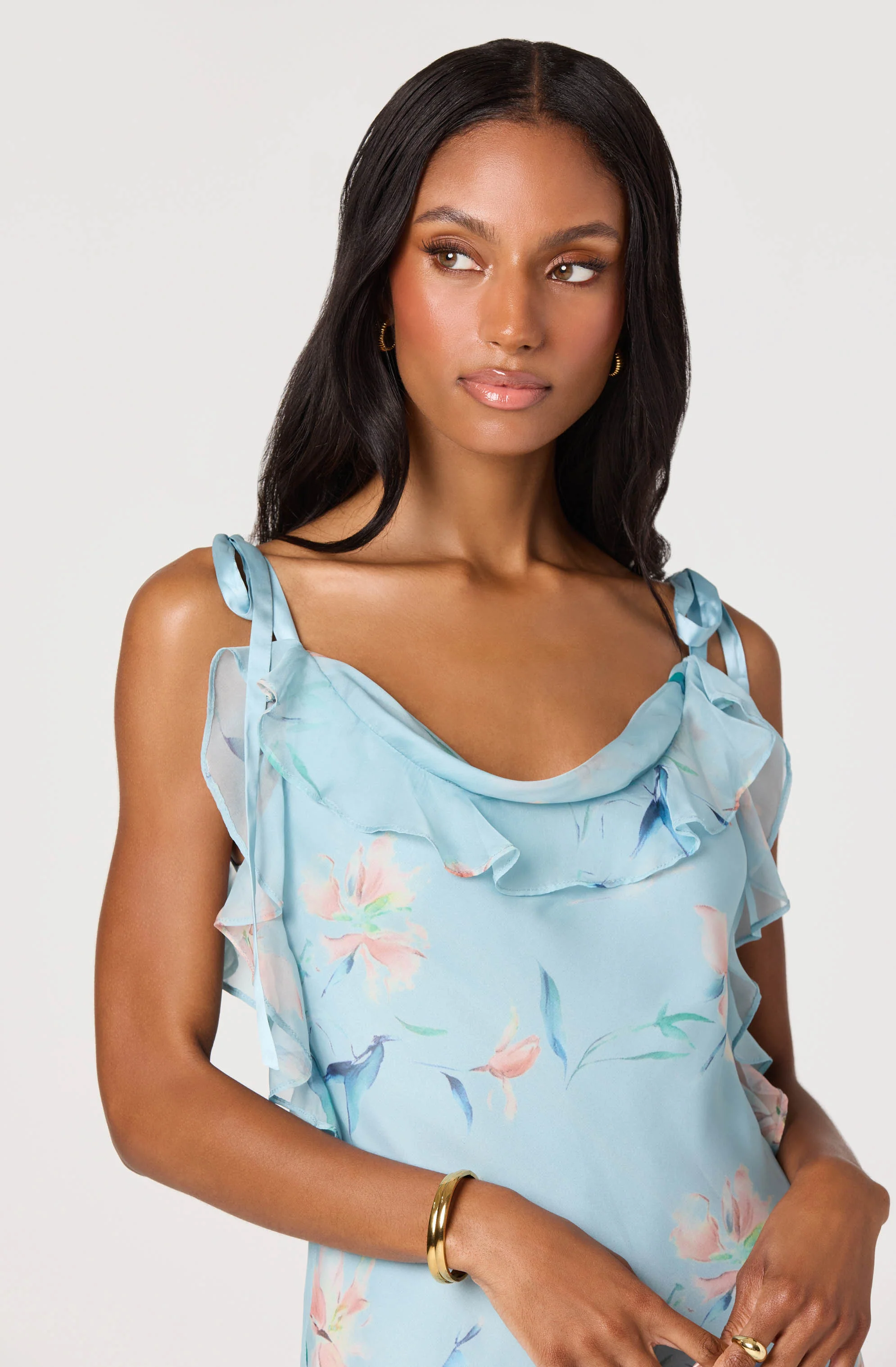 Nissa Floral Ruffle Midi Dress - Image 12