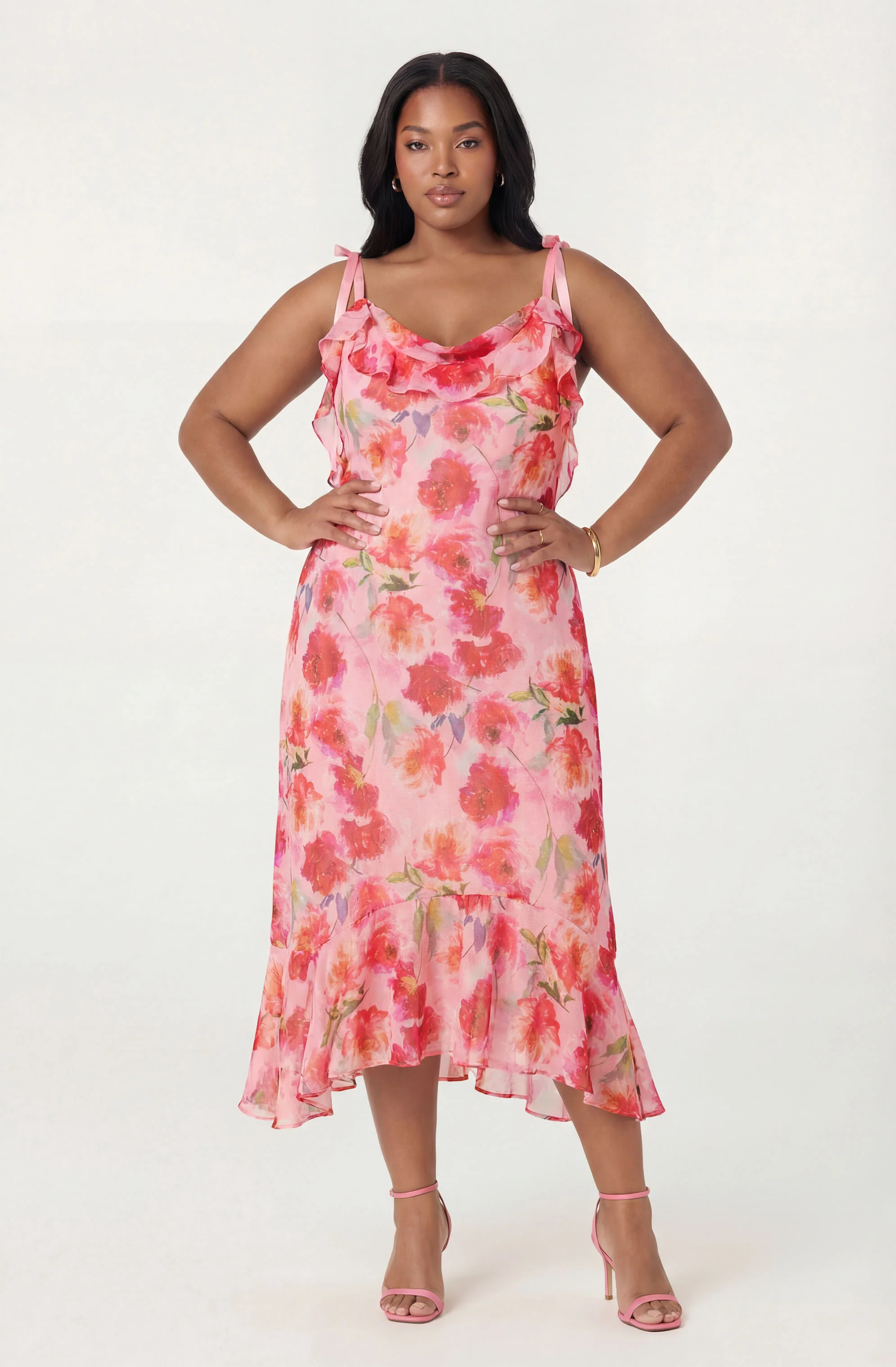 Nissa Floral Ruffle Midi Dress - Image 13