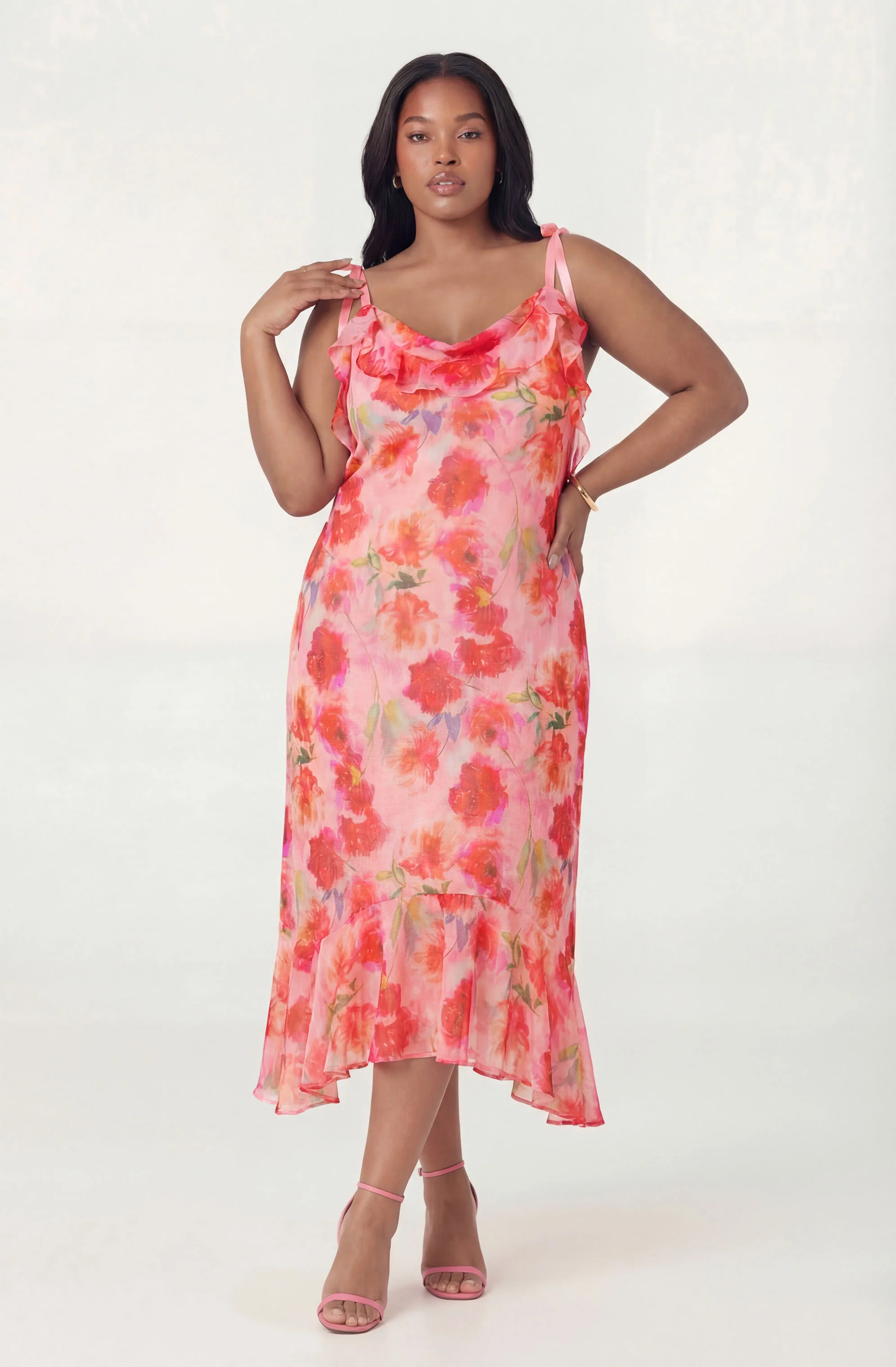 Nissa Floral Ruffle Midi Dress - Image 15