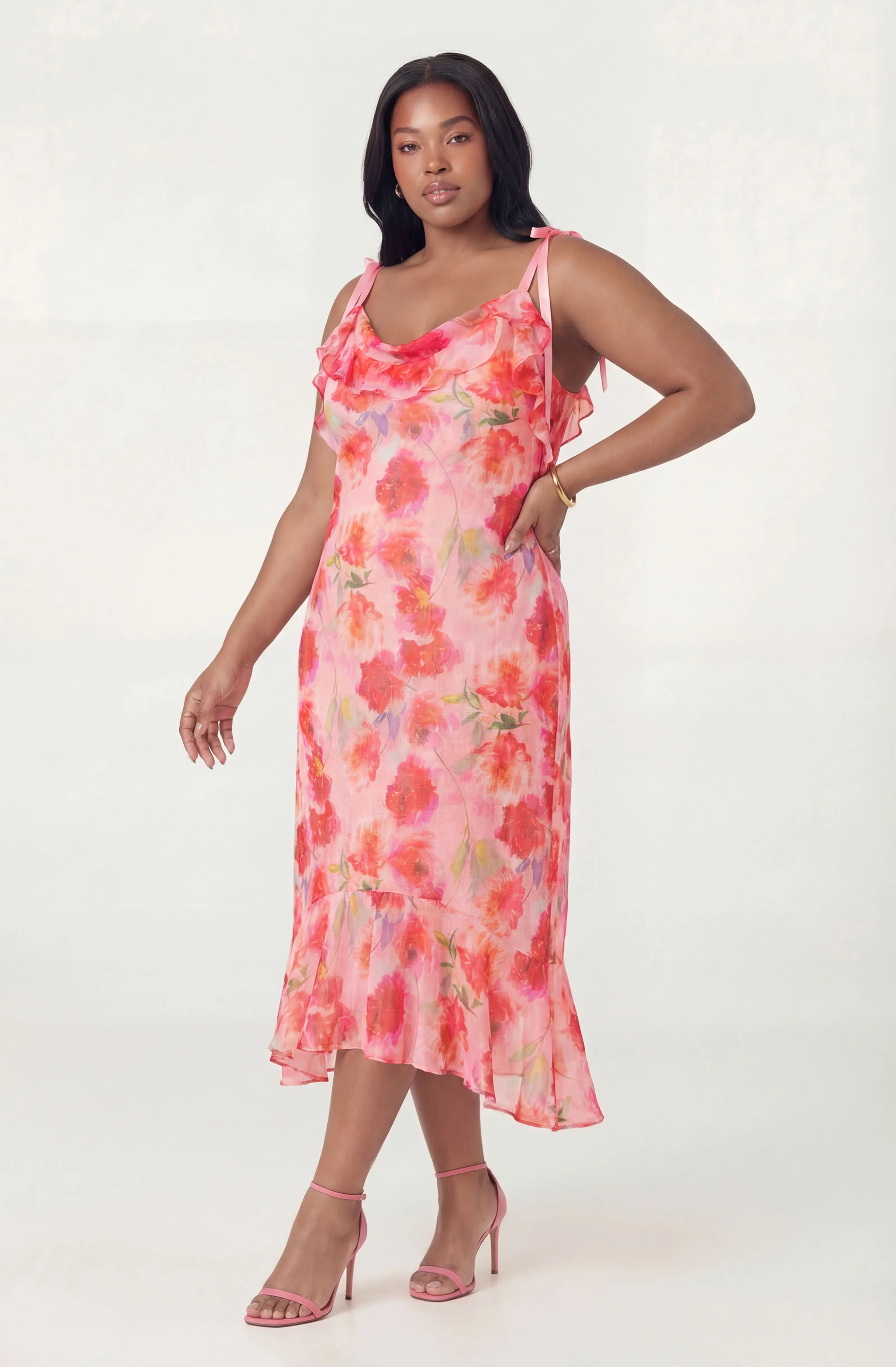 Nissa Floral Ruffle Midi Dress - Image 16
