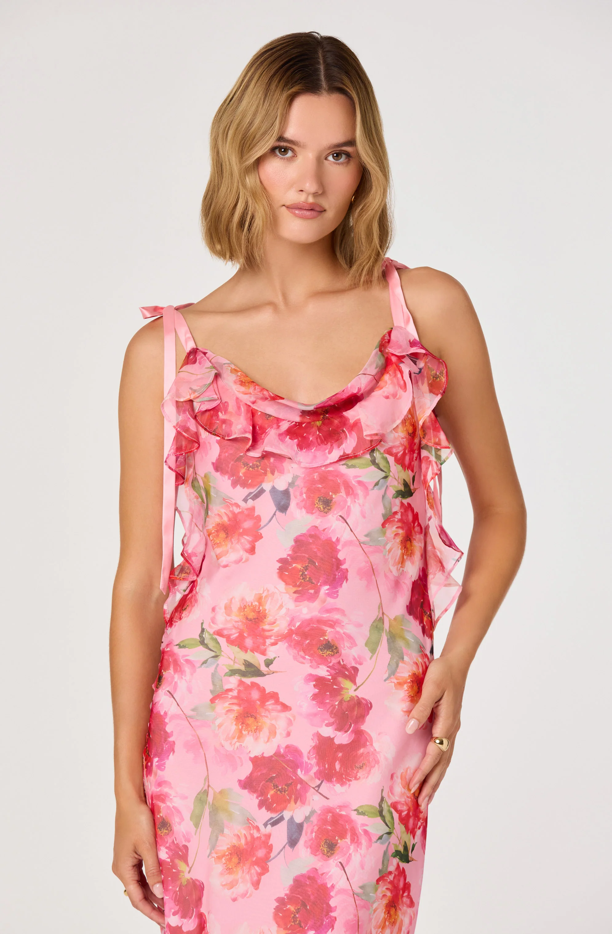 Nissa Floral Ruffle Midi Dress - Image 3