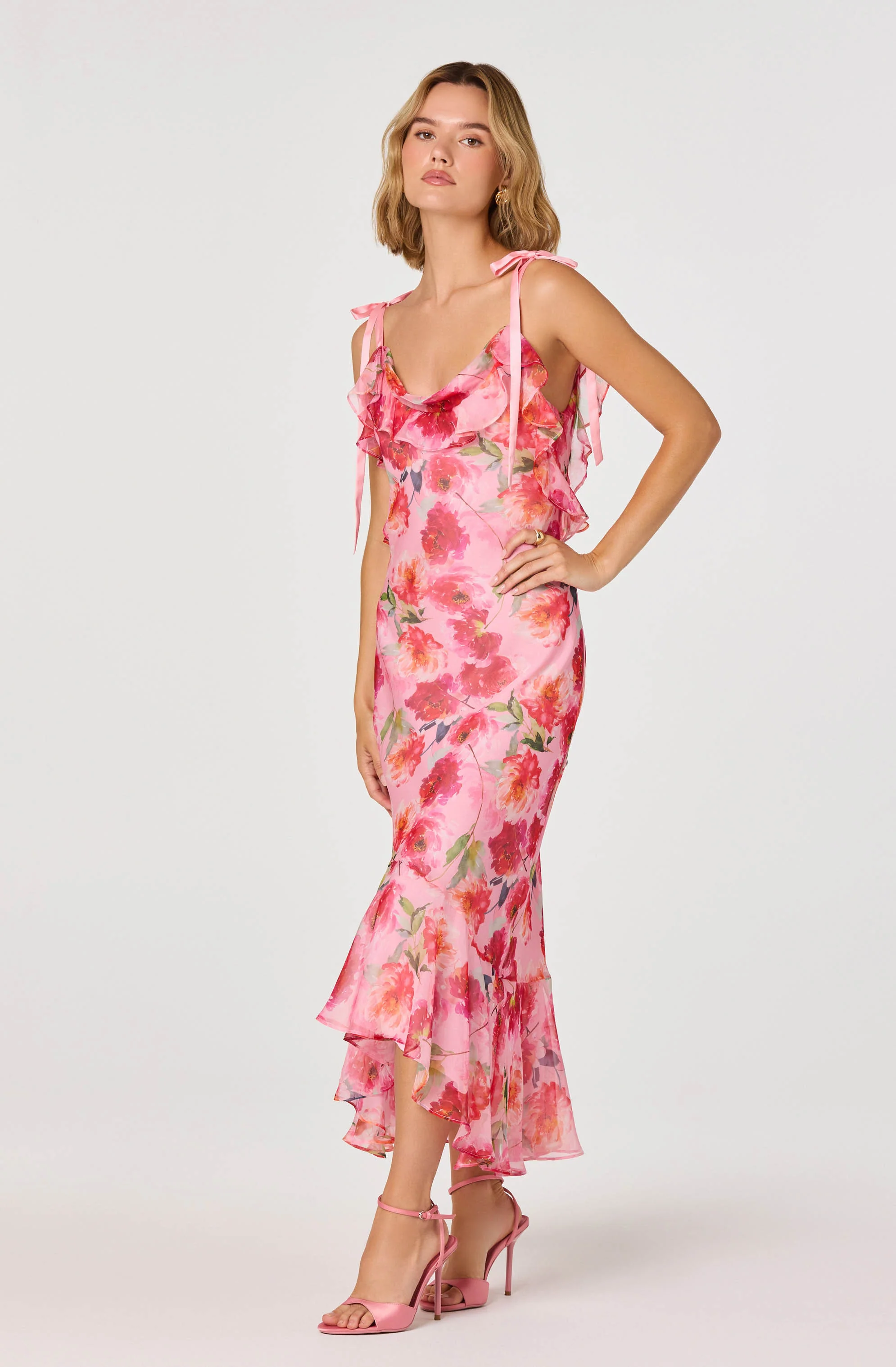 Nissa Floral Ruffle Midi Dress - Image 5