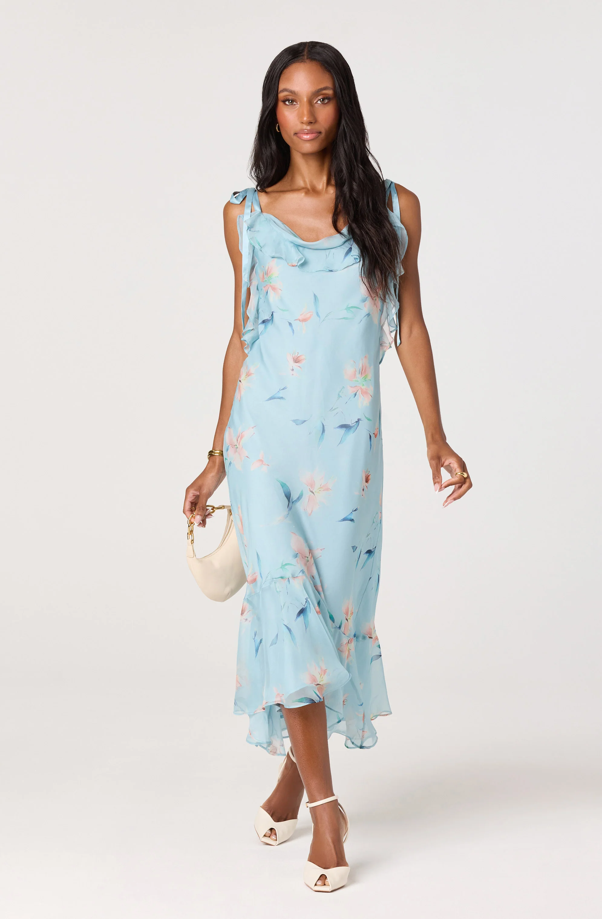 Nissa Floral Ruffle Midi Dress - Image 7