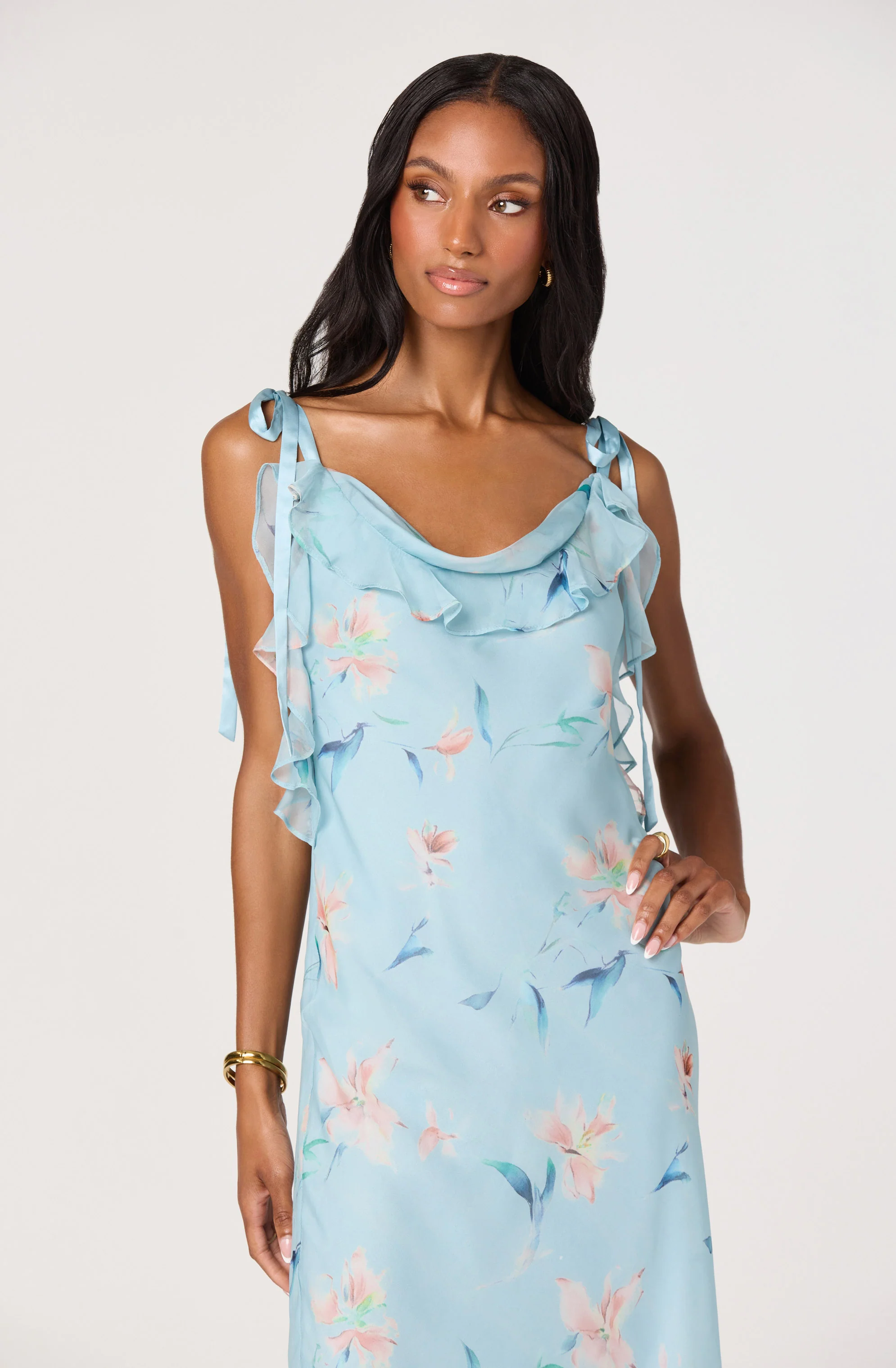 Nissa Floral Ruffle Midi Dress - Image 9