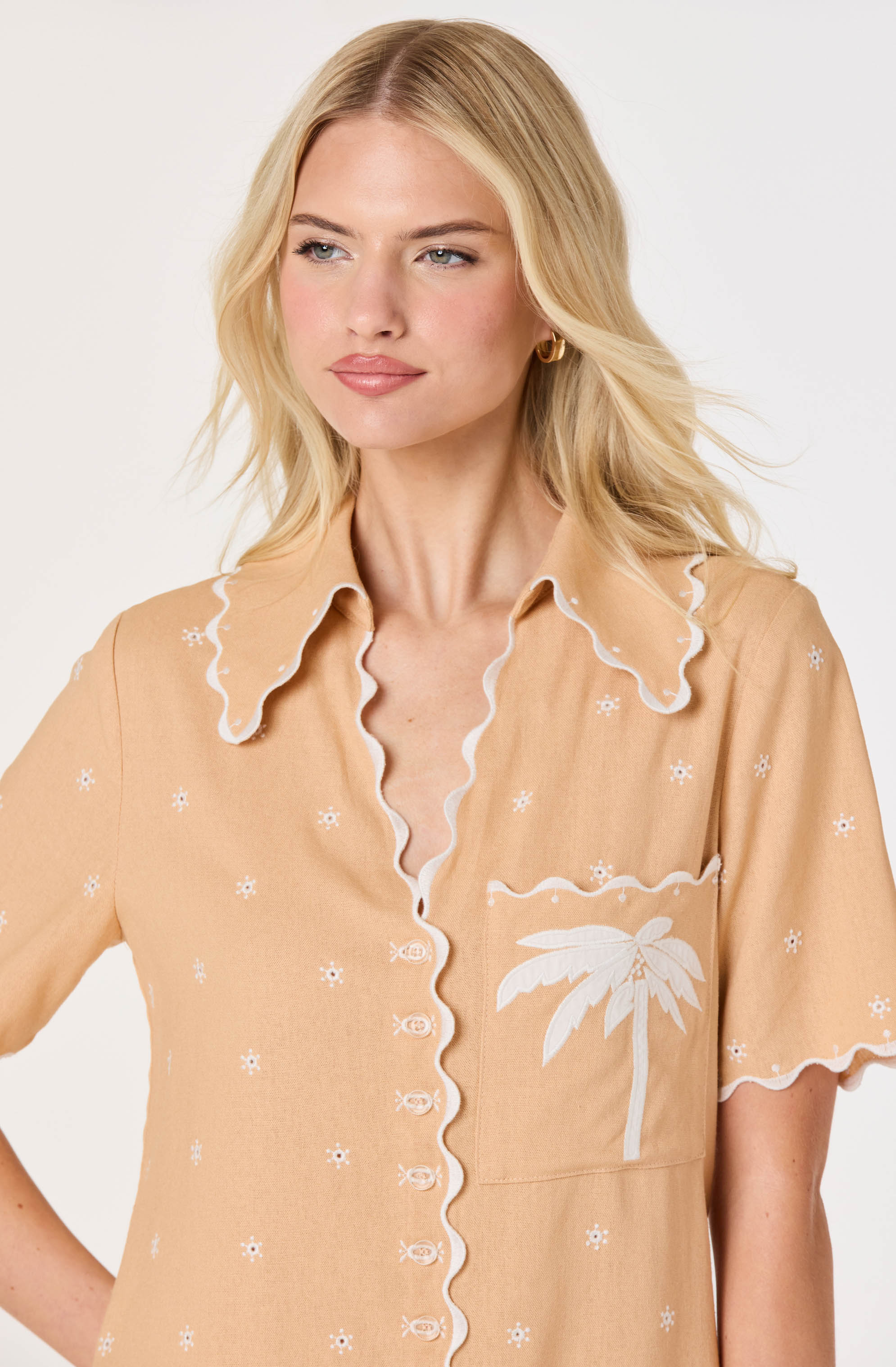 Noelle Eyelet Palm Tree Mini Dress - Image 2
