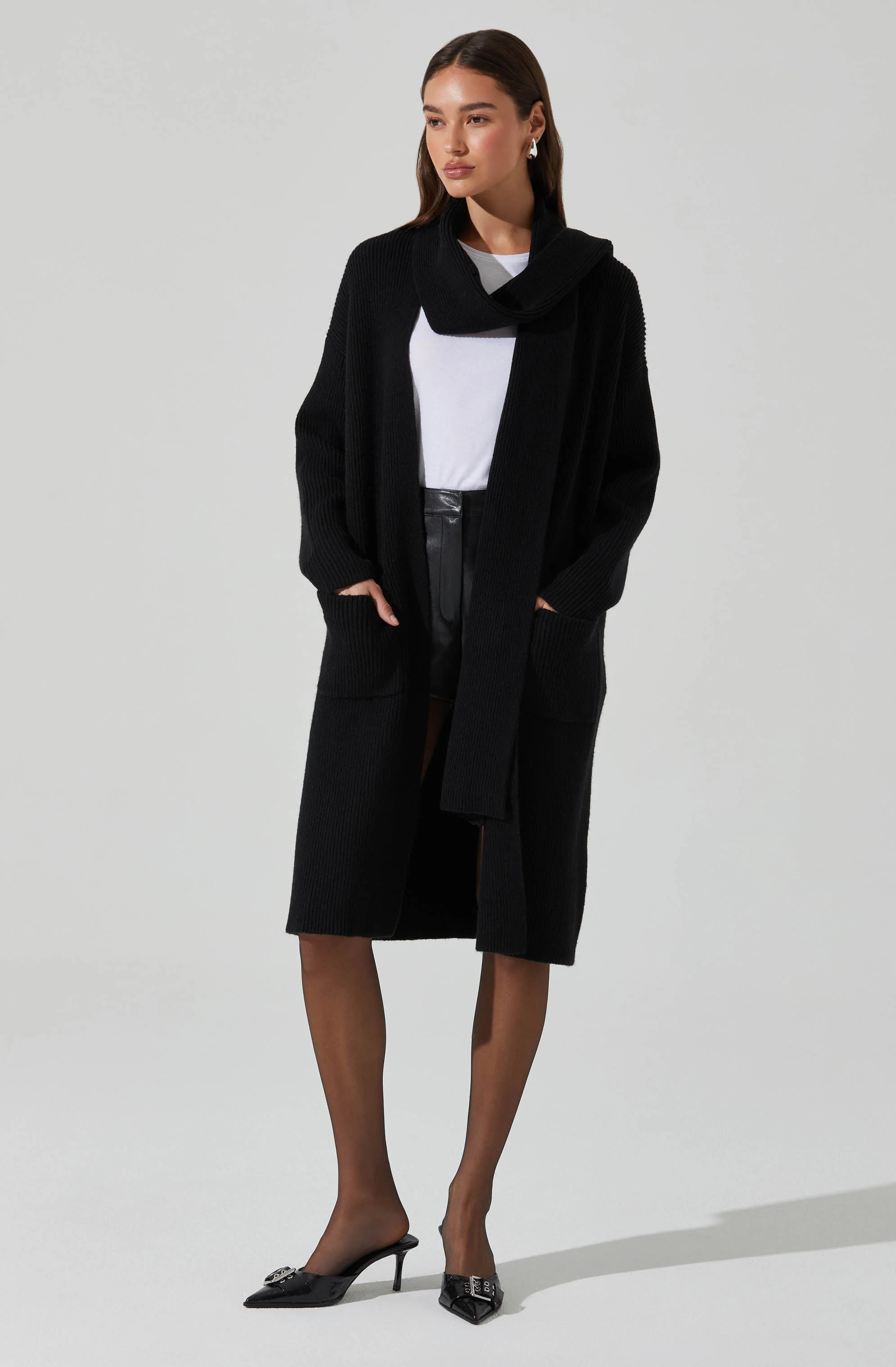 Noemi Ribbed Scarf Cardigan - Image 13