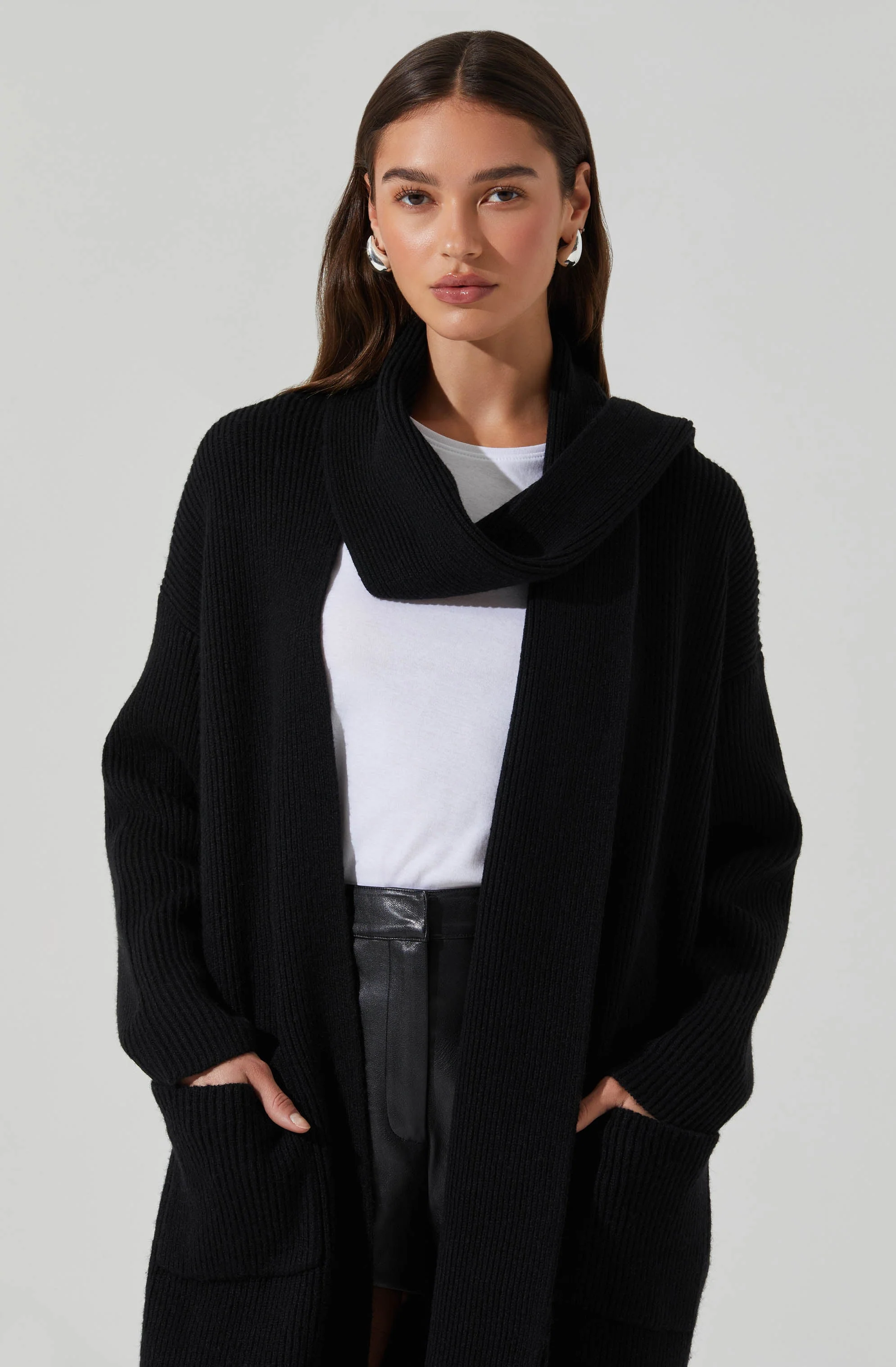 Noemi Ribbed Scarf Cardigan - Image 14