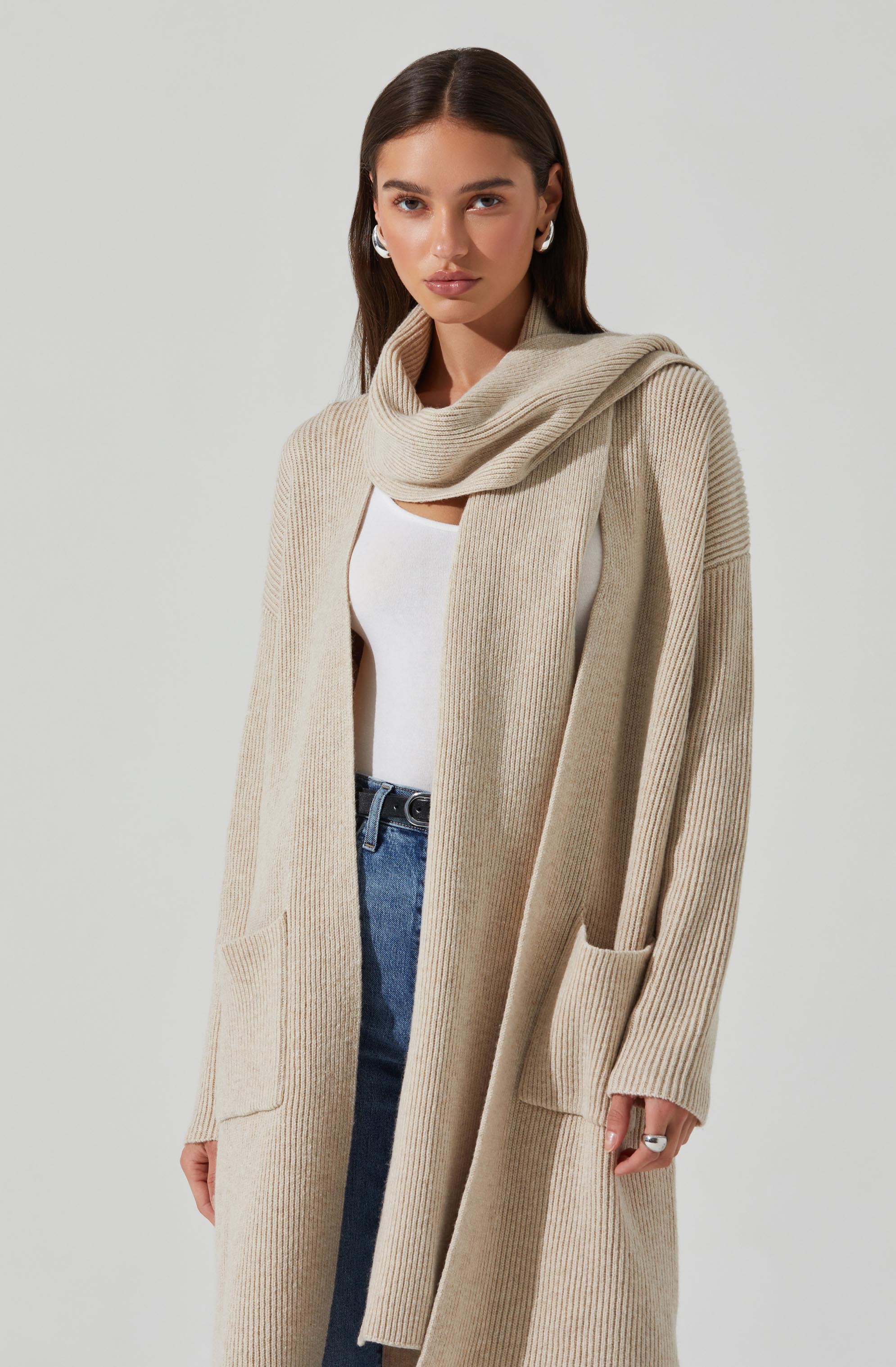 Noemi Ribbed Scarf Cardigan - Image 2