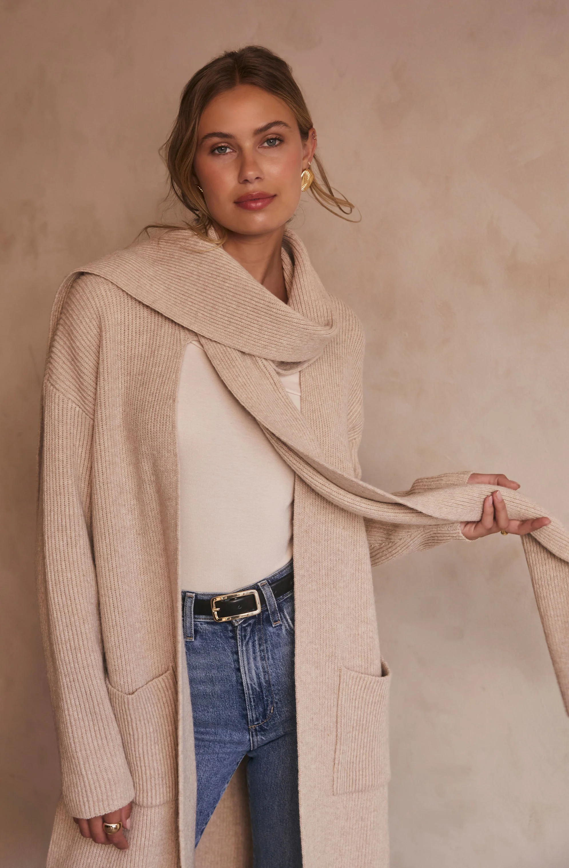 Noemi Ribbed Scarf Cardigan - Image 6