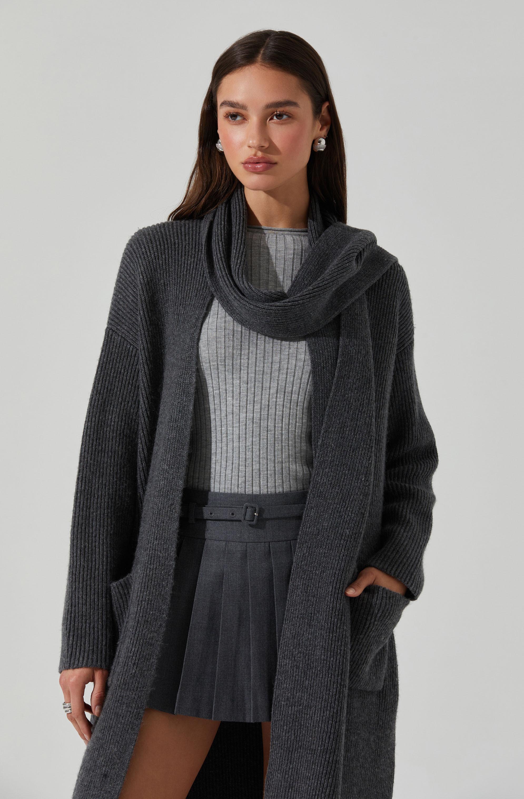 Noemi Ribbed Scarf Cardigan - Image 8