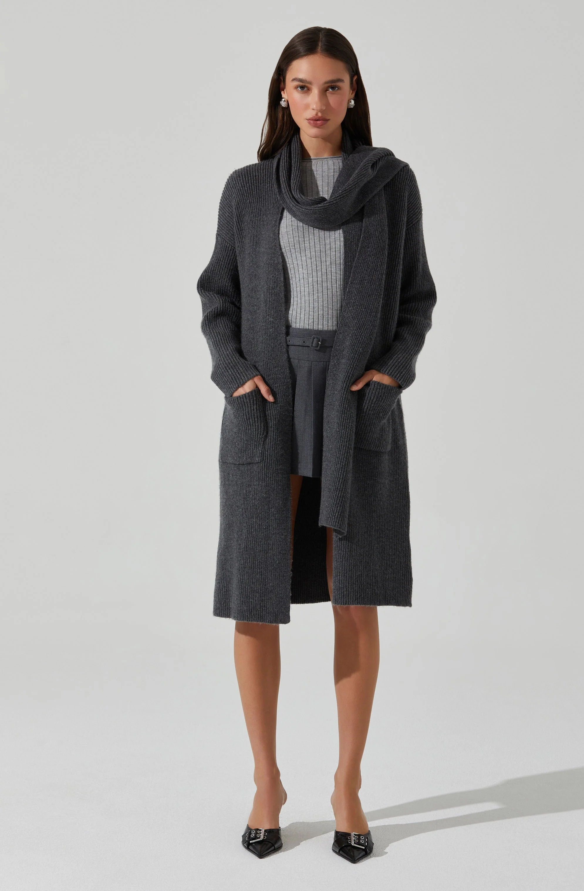 Noemi Ribbed Scarf Cardigan - Image 9