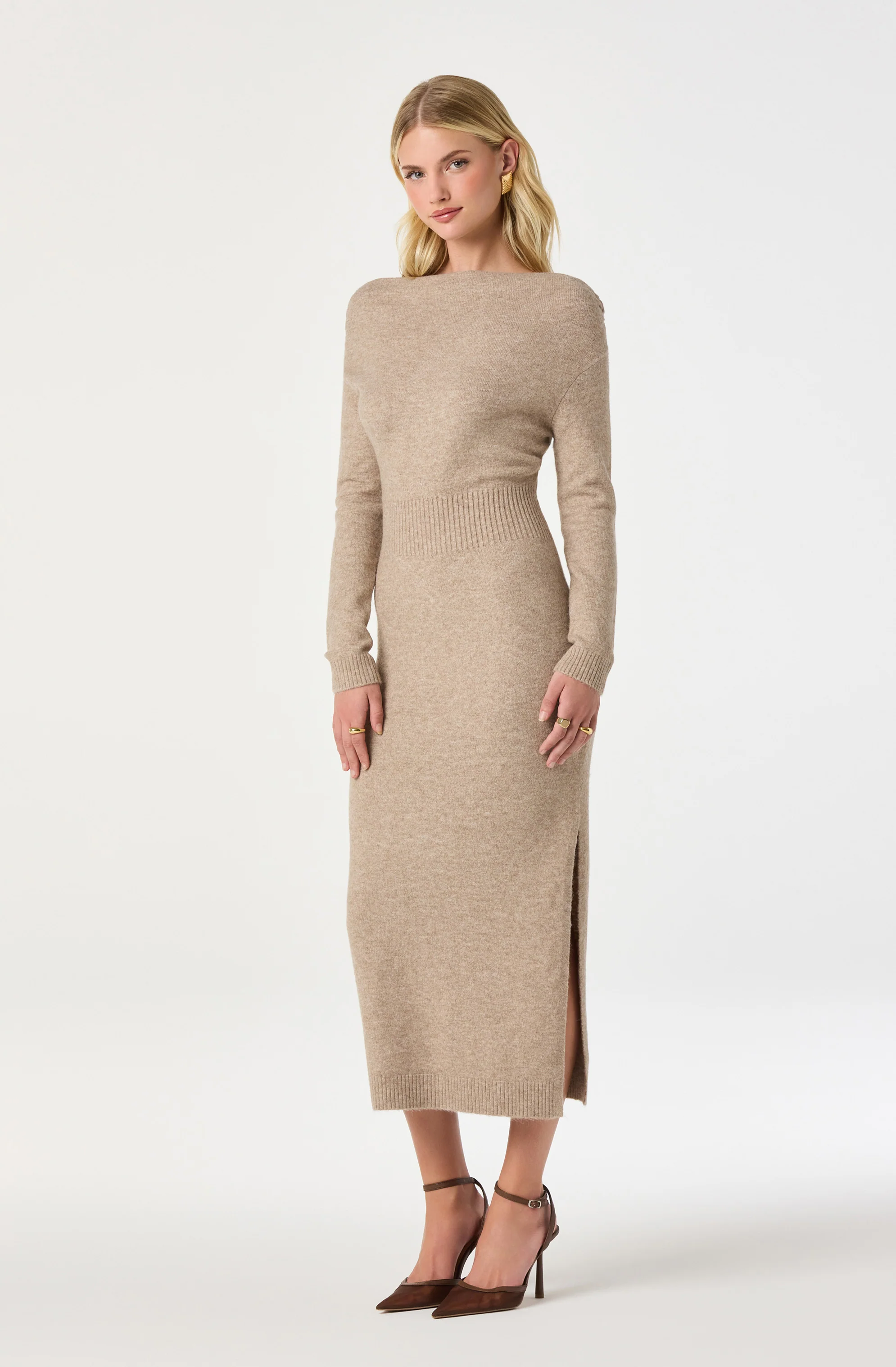 One Shoulder Midi Sweater Dress - Image 10