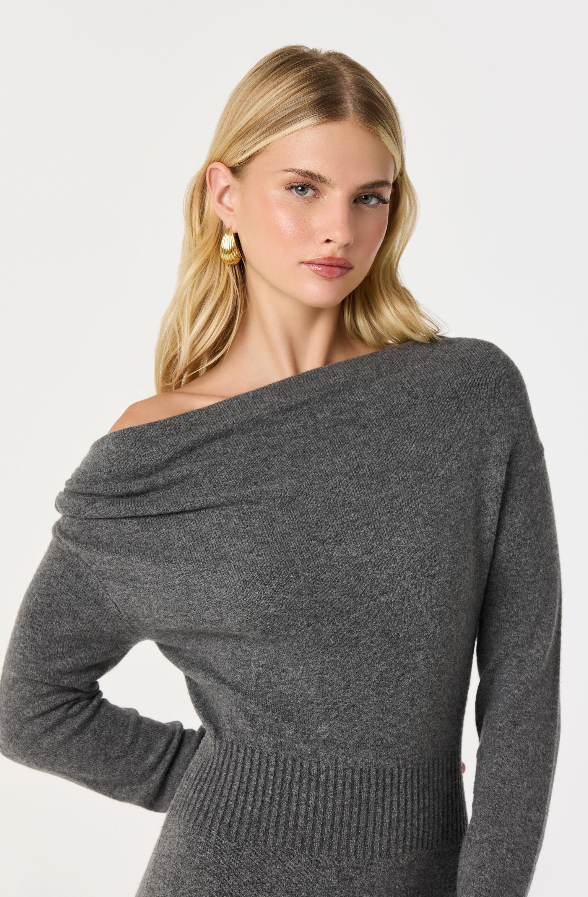 One Shoulder Midi Sweater Dress - Image 3