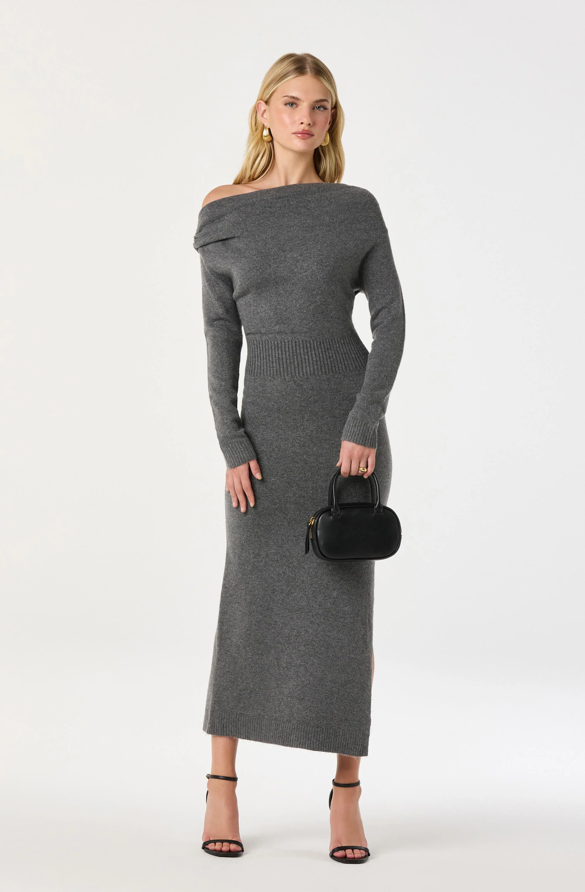 One Shoulder Midi Sweater Dress - Image 5