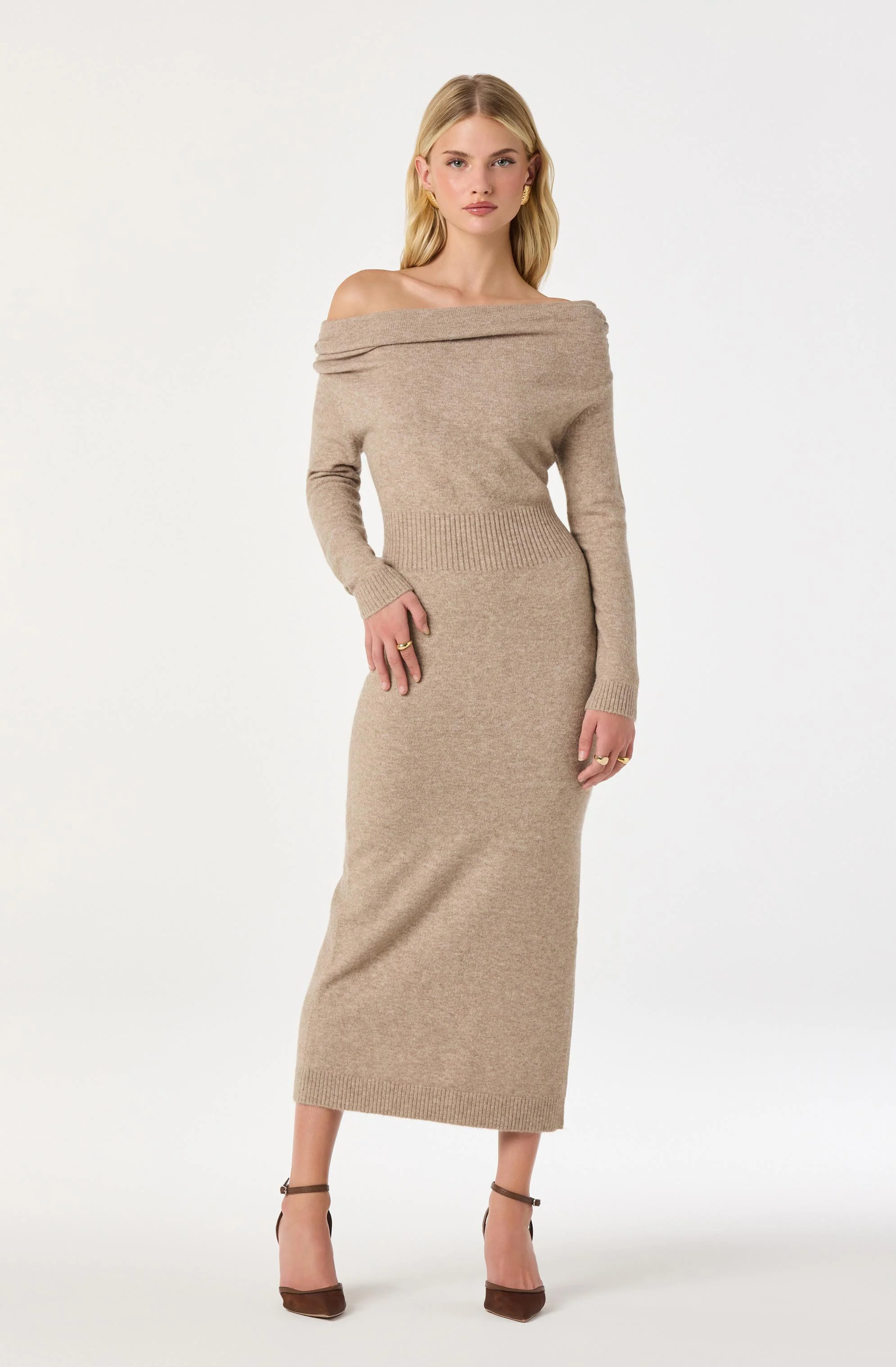 One Shoulder Midi Sweater Dress - Image 8