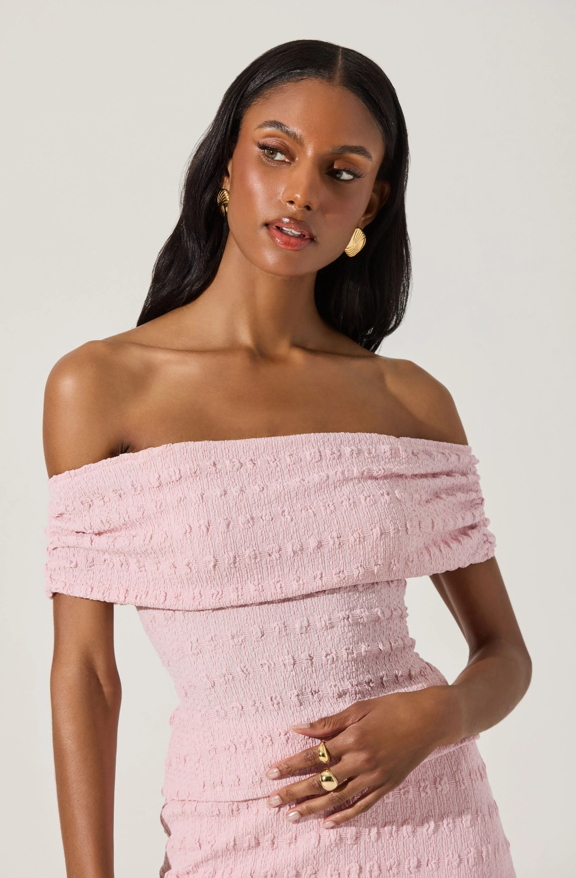 Off Shoulder Textured Knit Top - Image 7