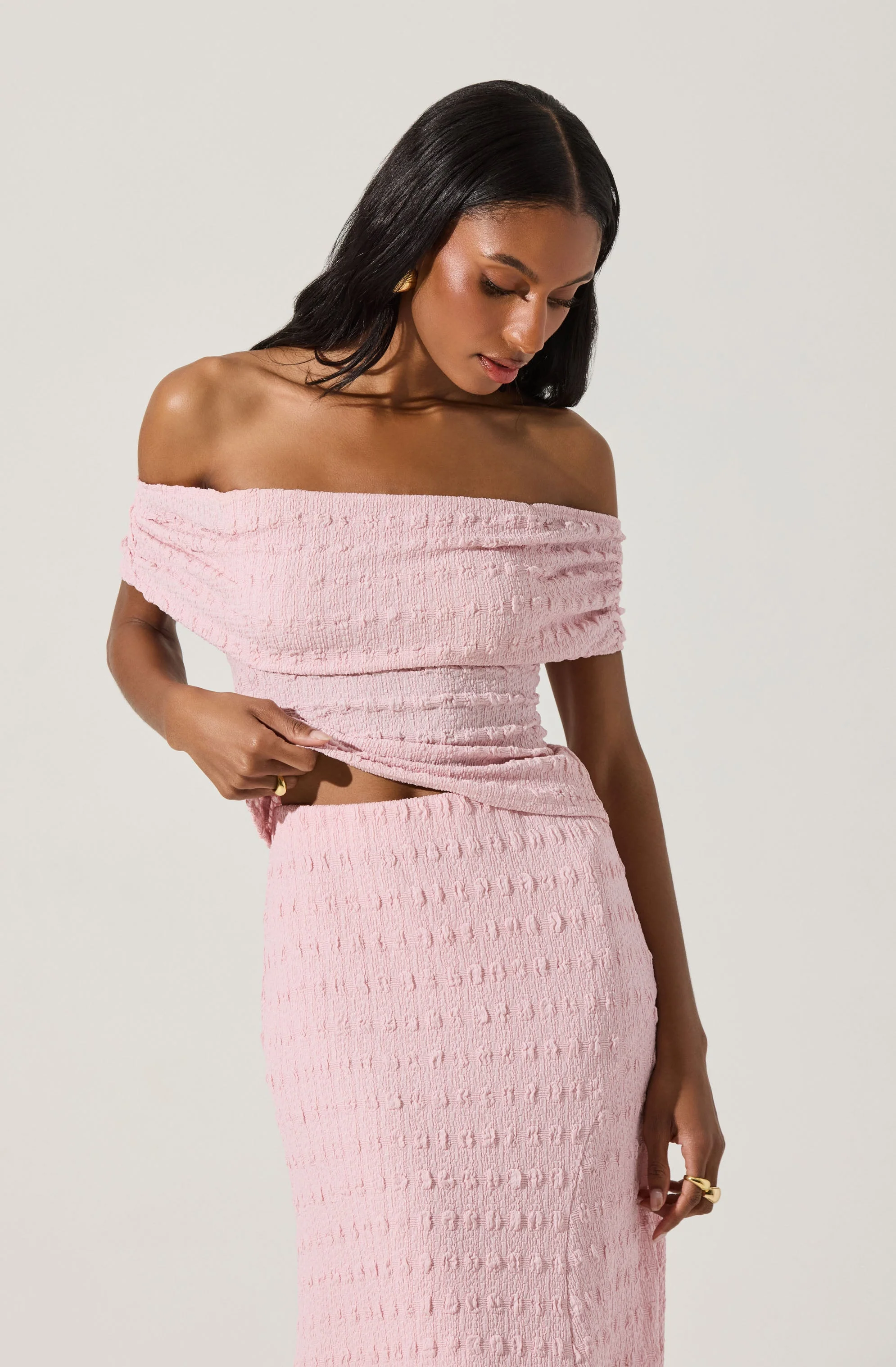 Off Shoulder Textured Knit Top - Image 9