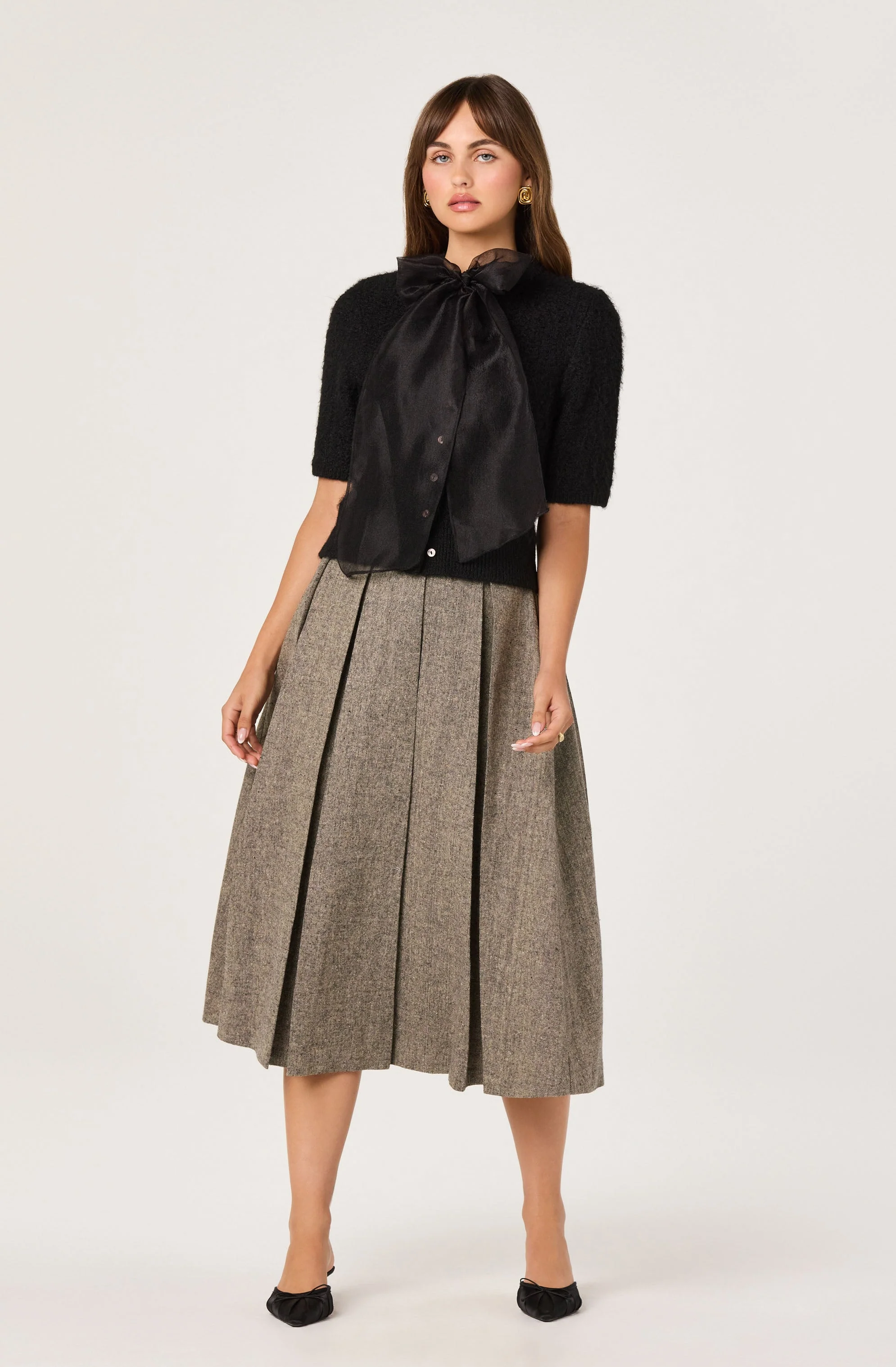 Organza Bow Short Sleeve Cardigan - Image 2
