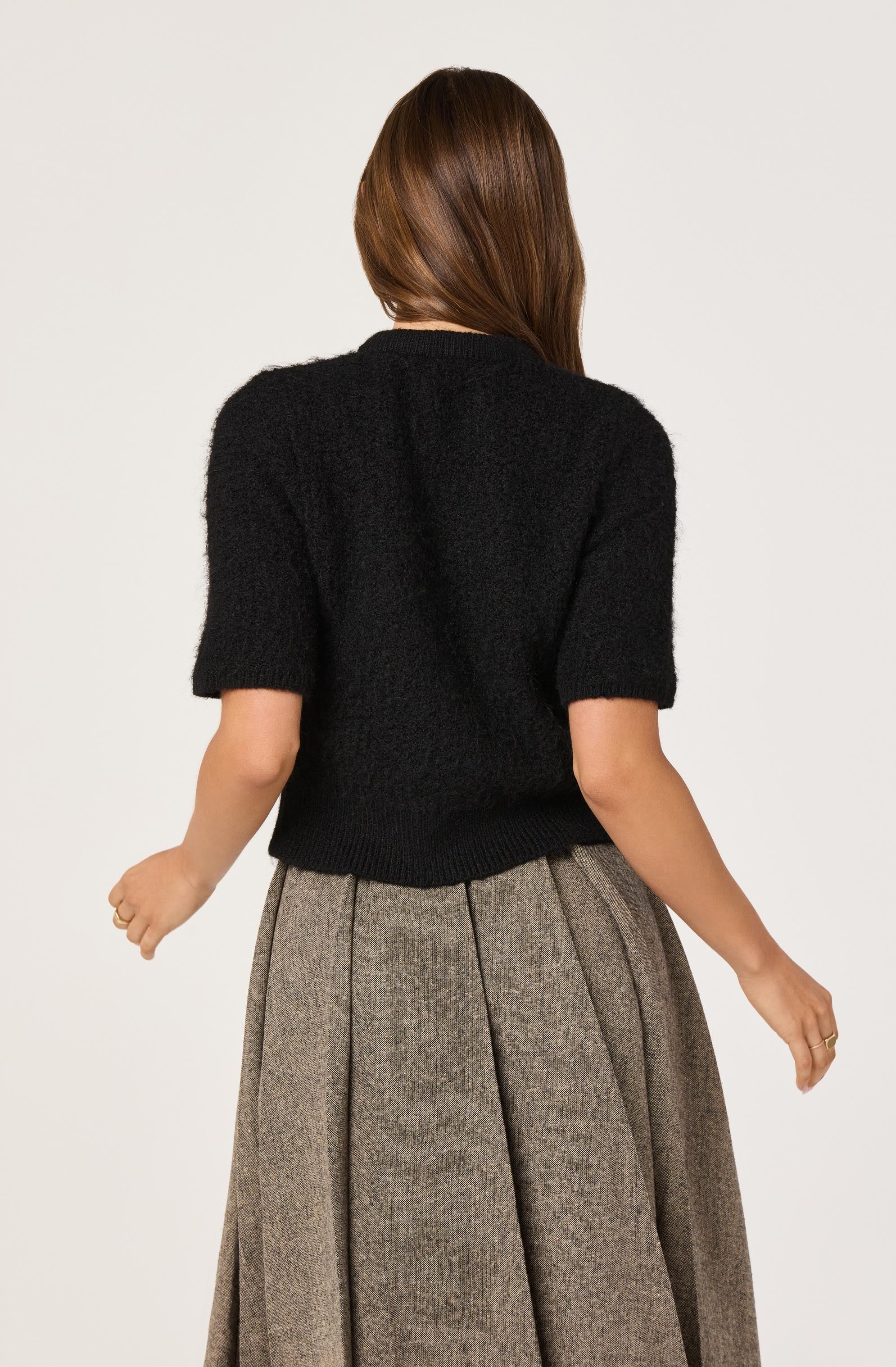 Organza Bow Short Sleeve Cardigan - Image 4