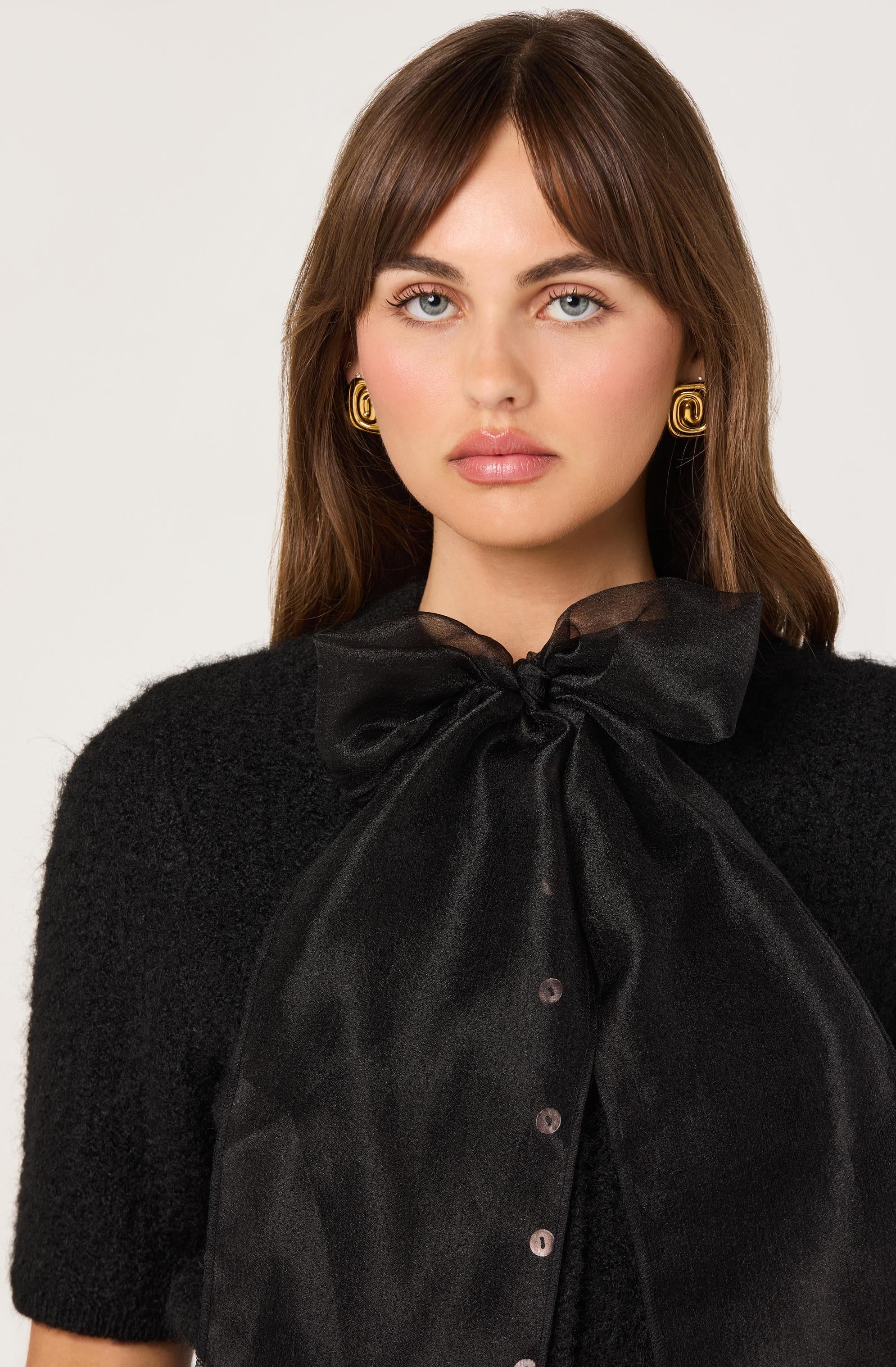 Organza Bow Short Sleeve Cardigan - Image 6