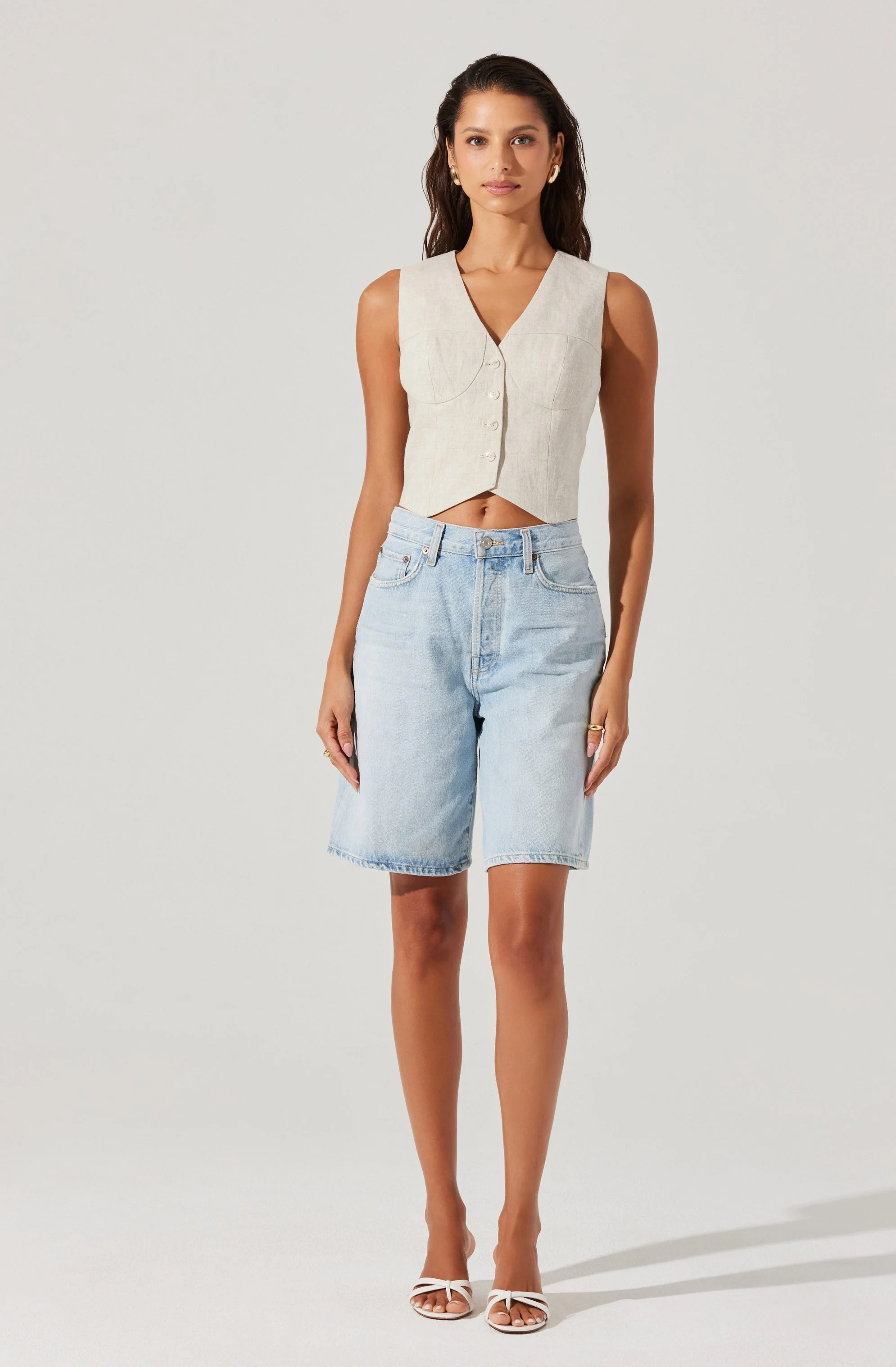 Ossa Linen Cropped Vest - Image 2