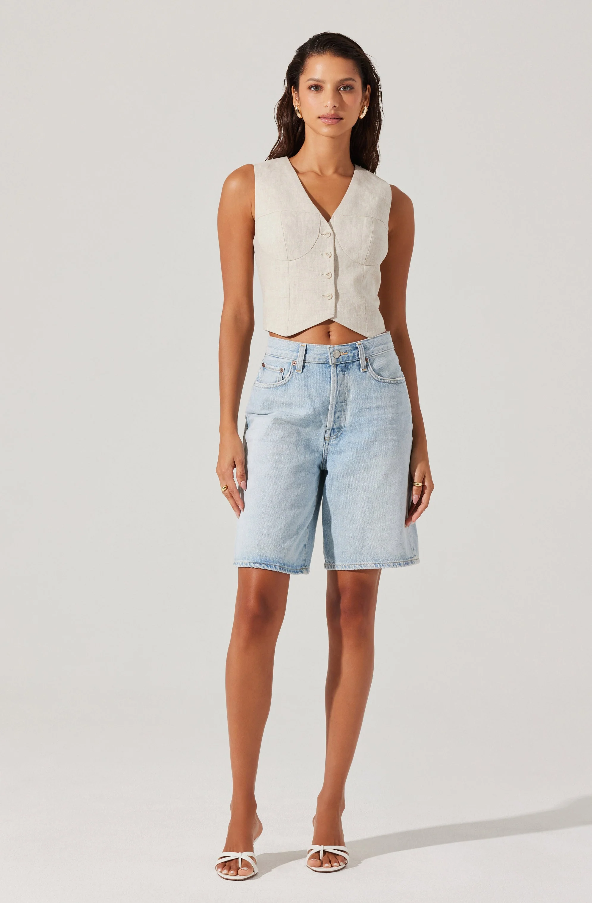 Ossa Linen Cropped Vest - Image 5