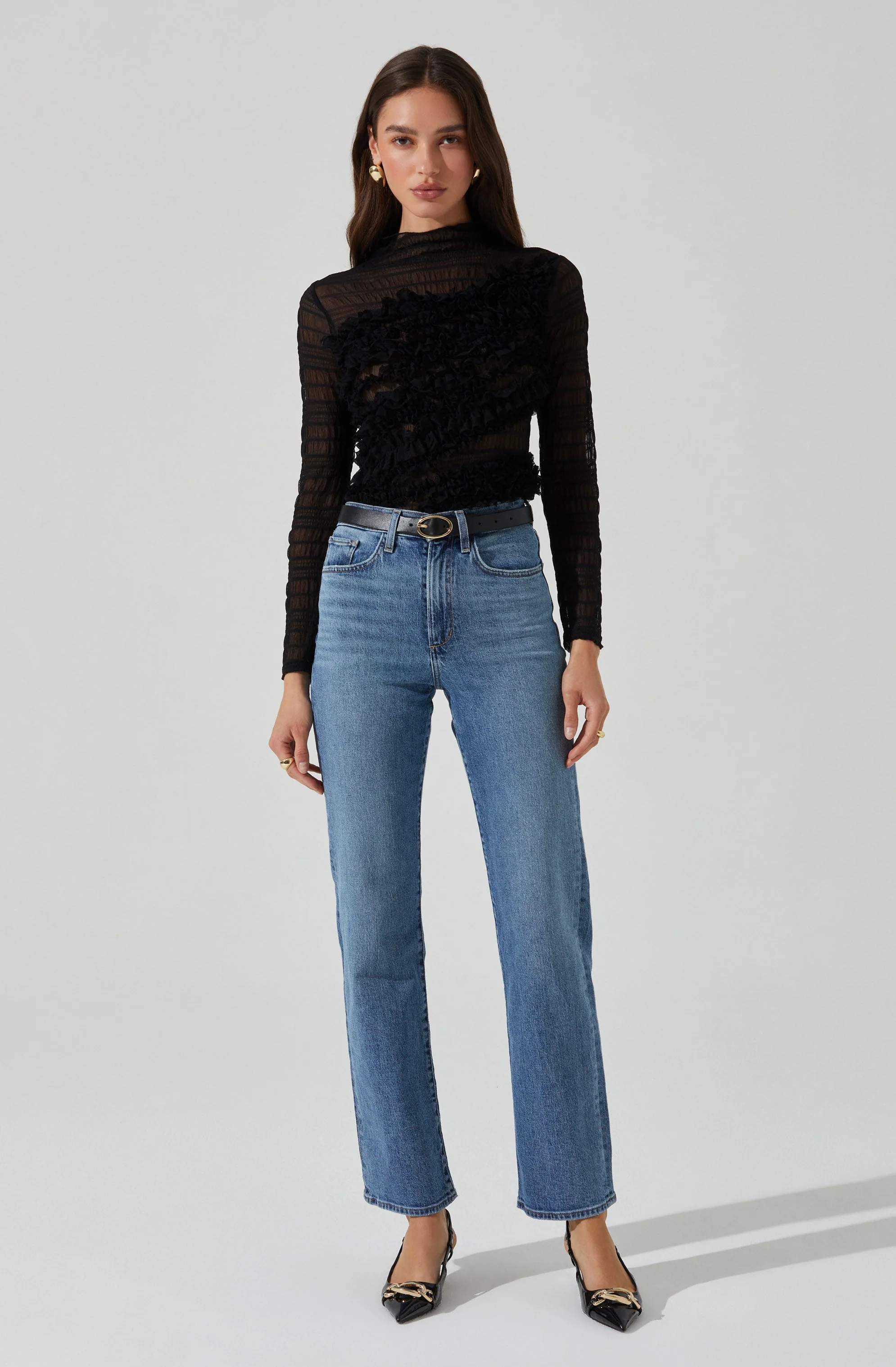 Owena Sheer 3D Ruffle Top - Image 2