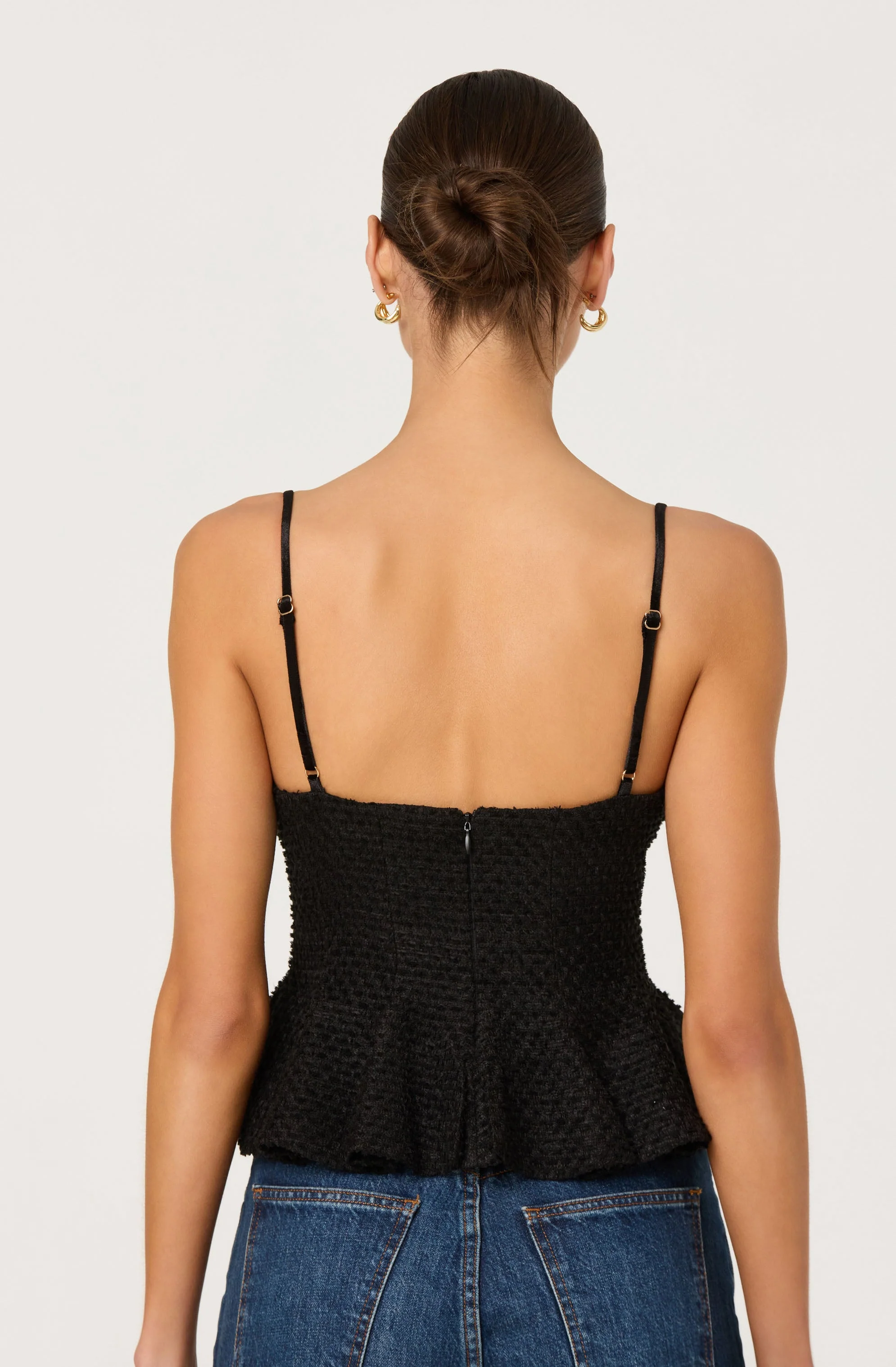 Paislee Tweed Sweetheart Peplum Top - Image 5