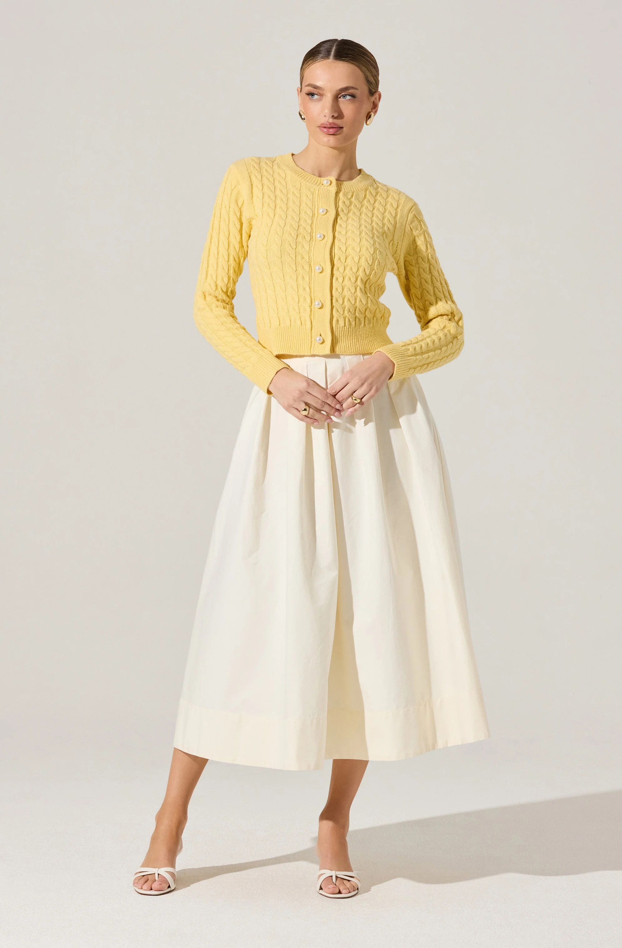 Pearl Button Cable Knit Cardigan - Image 14