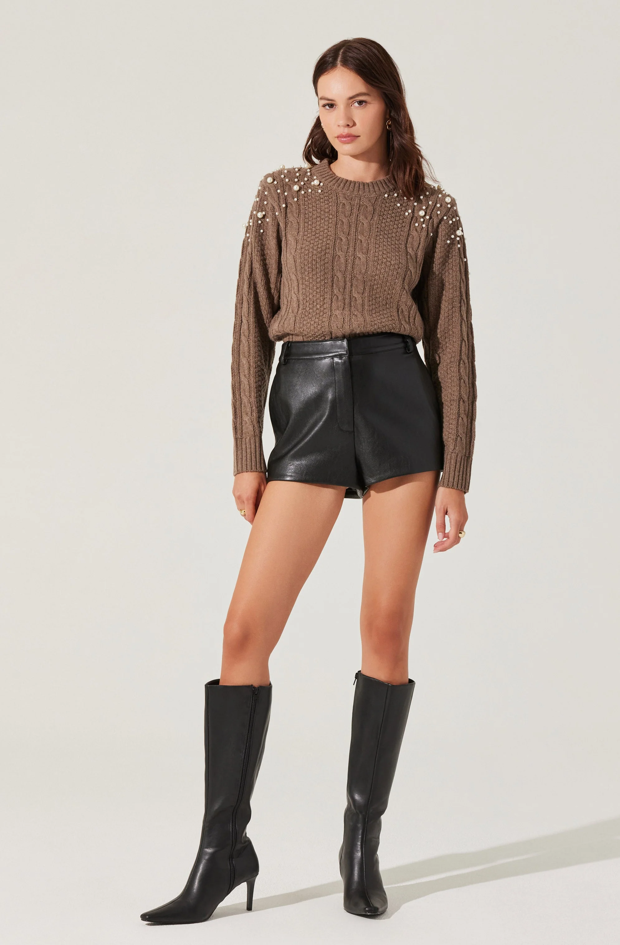 Pearl Embellished Cable Knit Sweater - Image 5