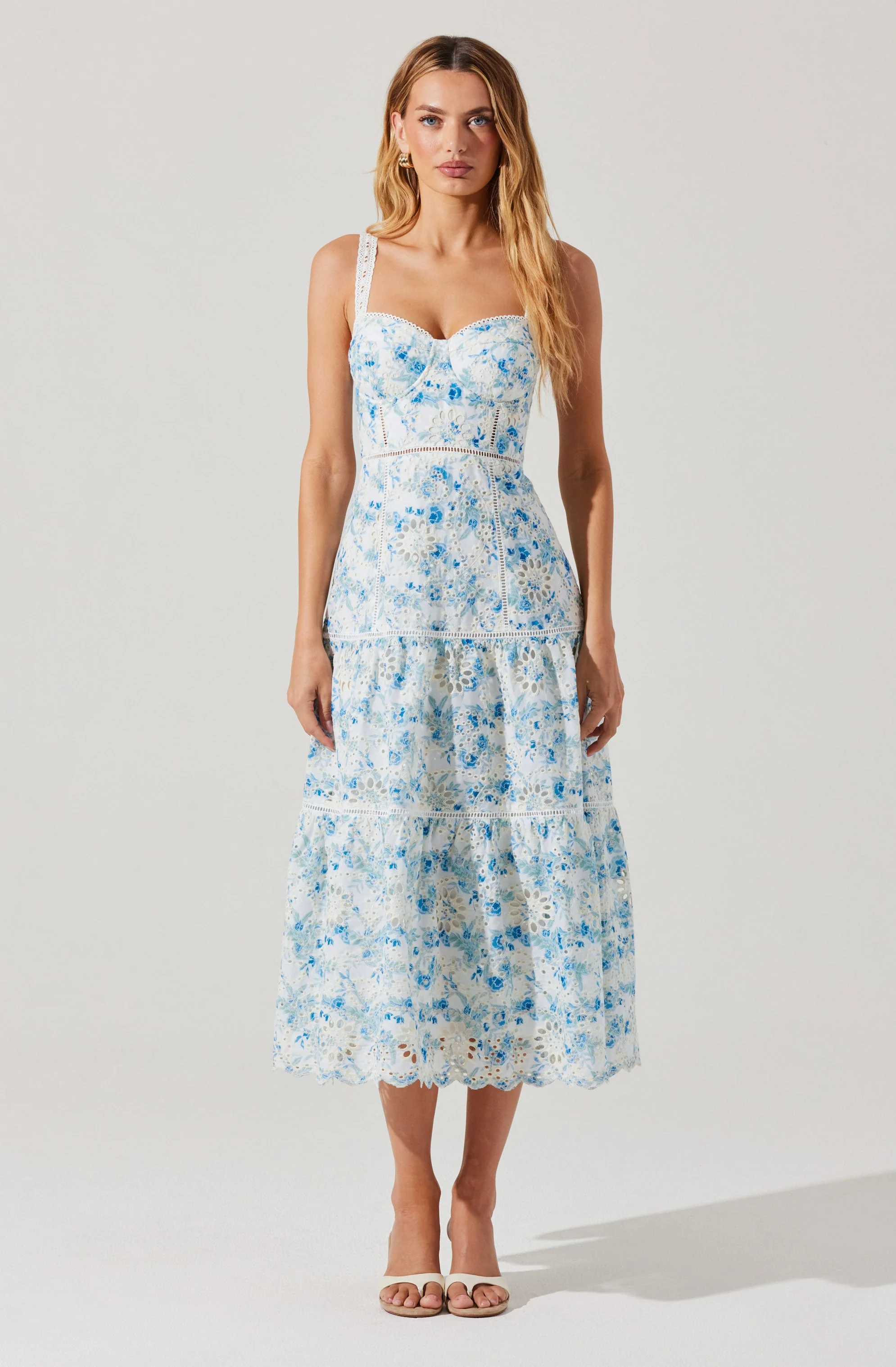 Pellagia Floral Eyelet Midi Dress - Image 4