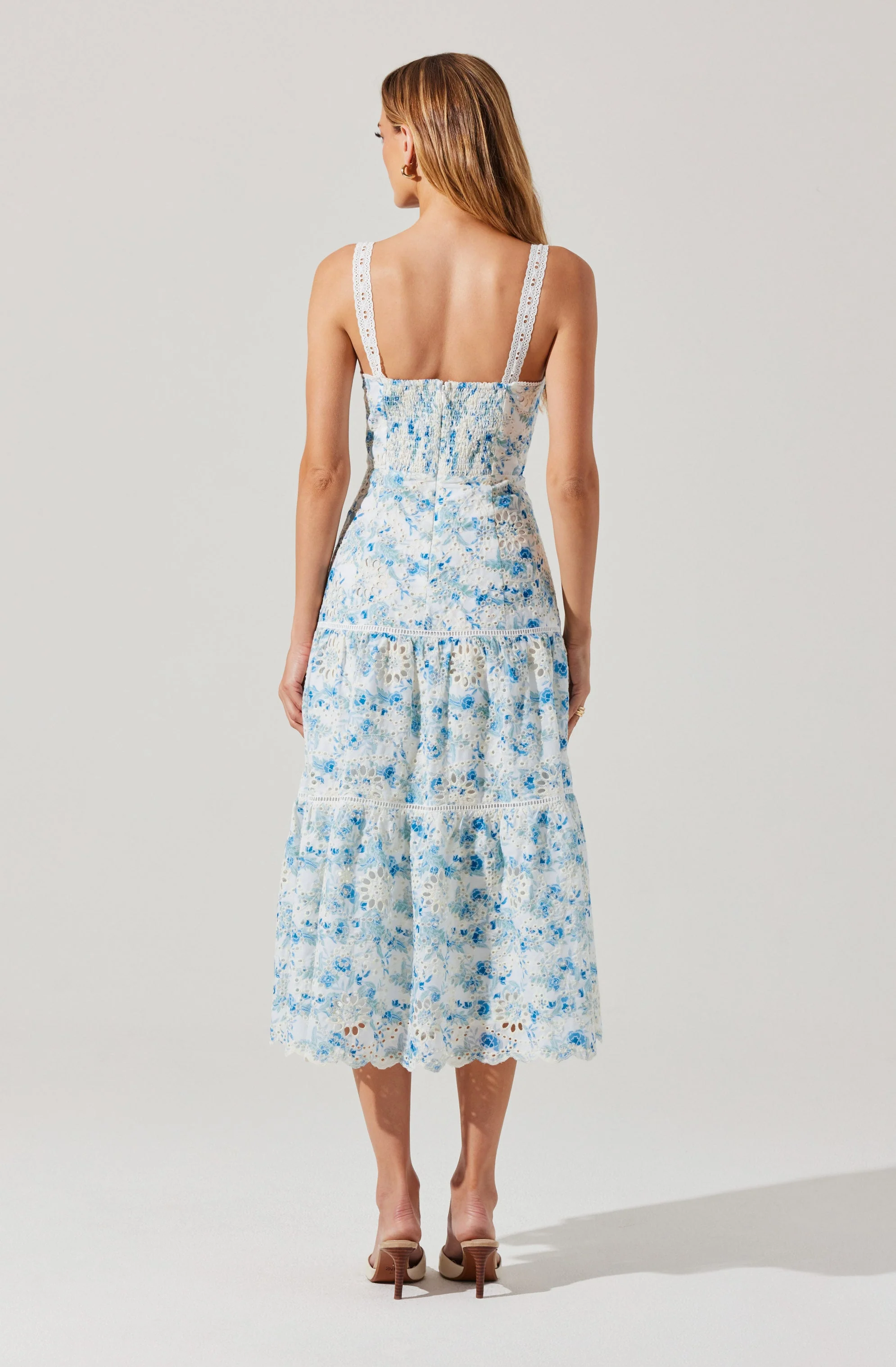 Pellagia Floral Eyelet Midi Dress - Image 5