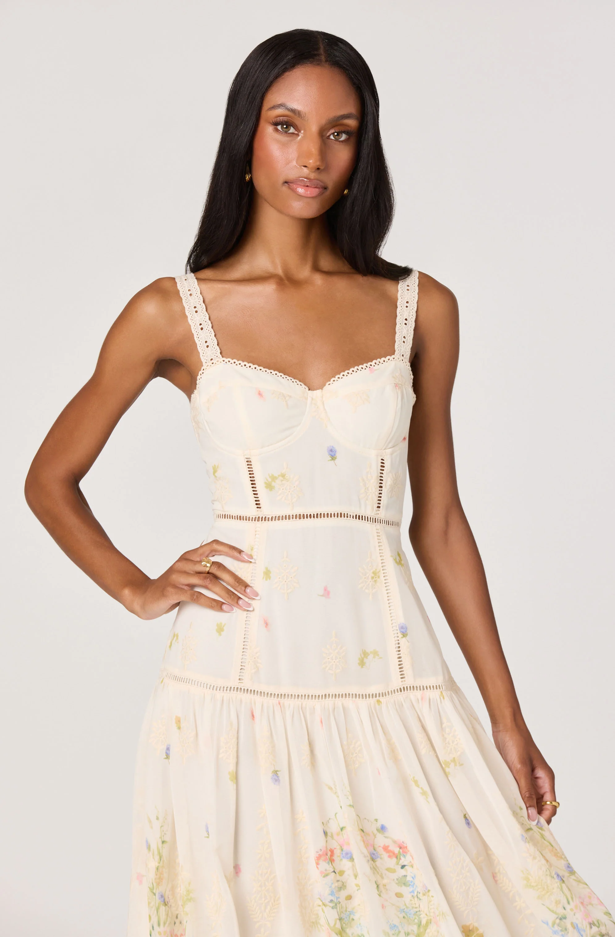 Pellagia Embroidered Eyelet Tiered Midi Dress - Image 6