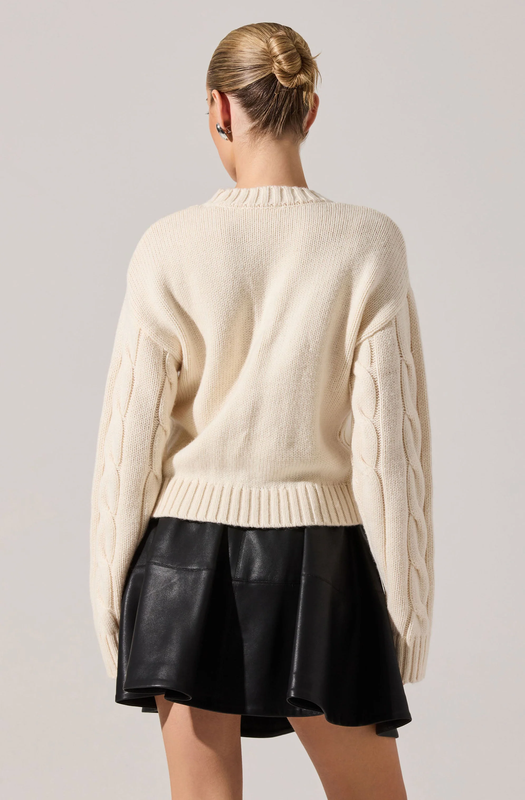 Pennina Pearl Embellished Cable Sweater - Image 2