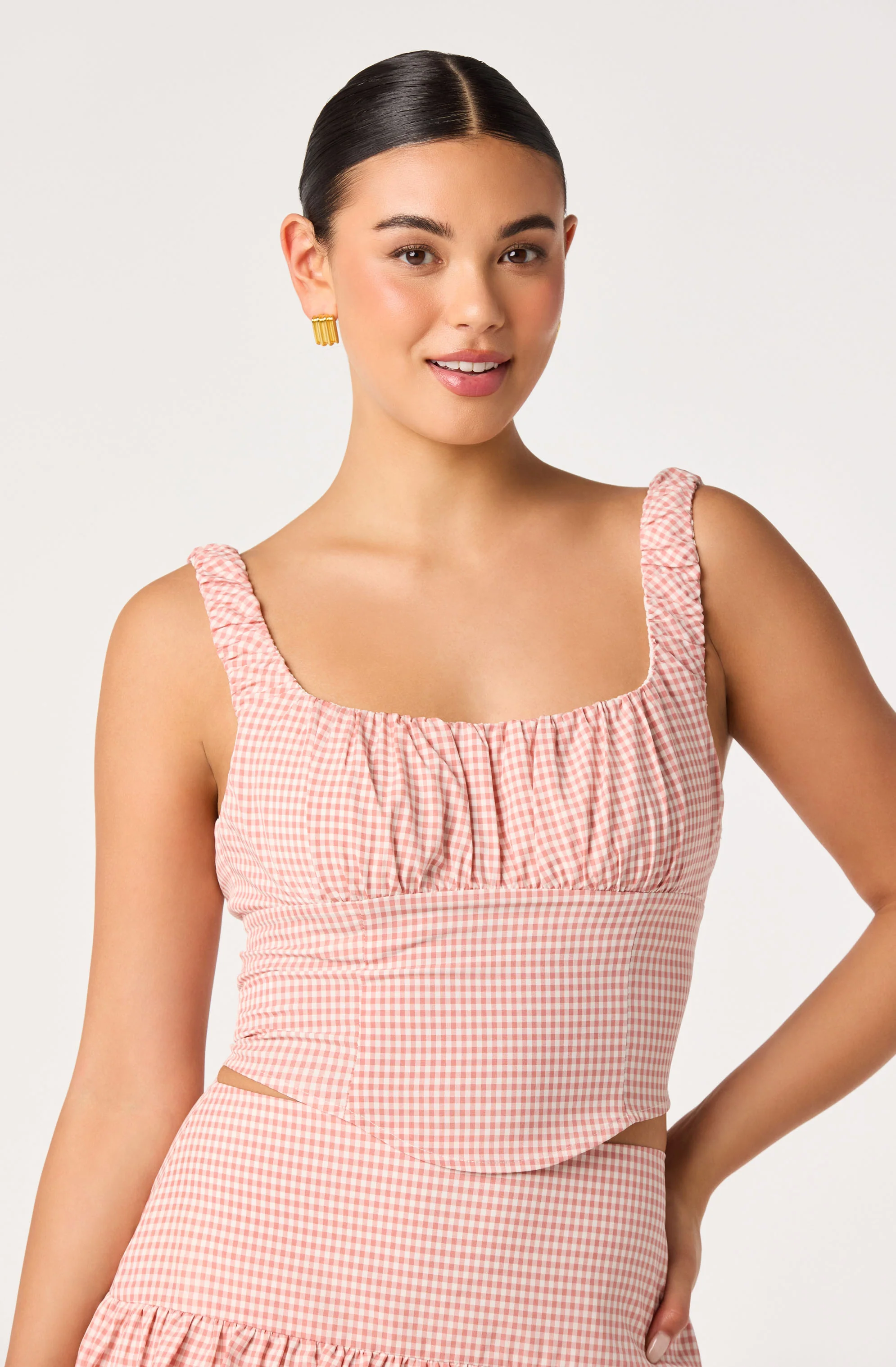 Penny Gingham Bustier Crop Top - Image 11