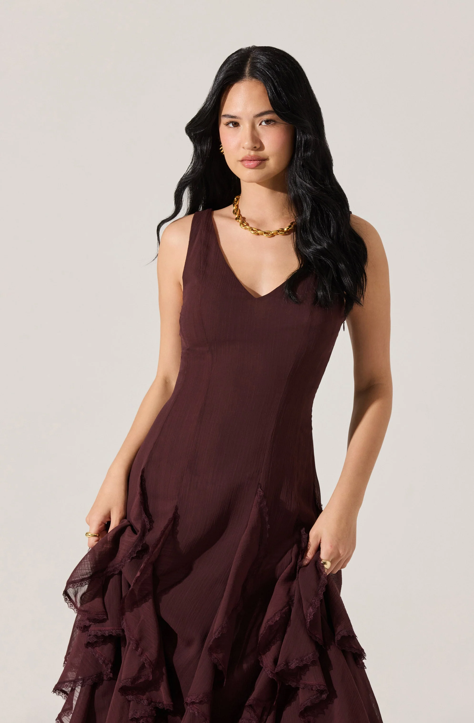 Philomene V-Neck Ruffle Trim Dress - Image 10